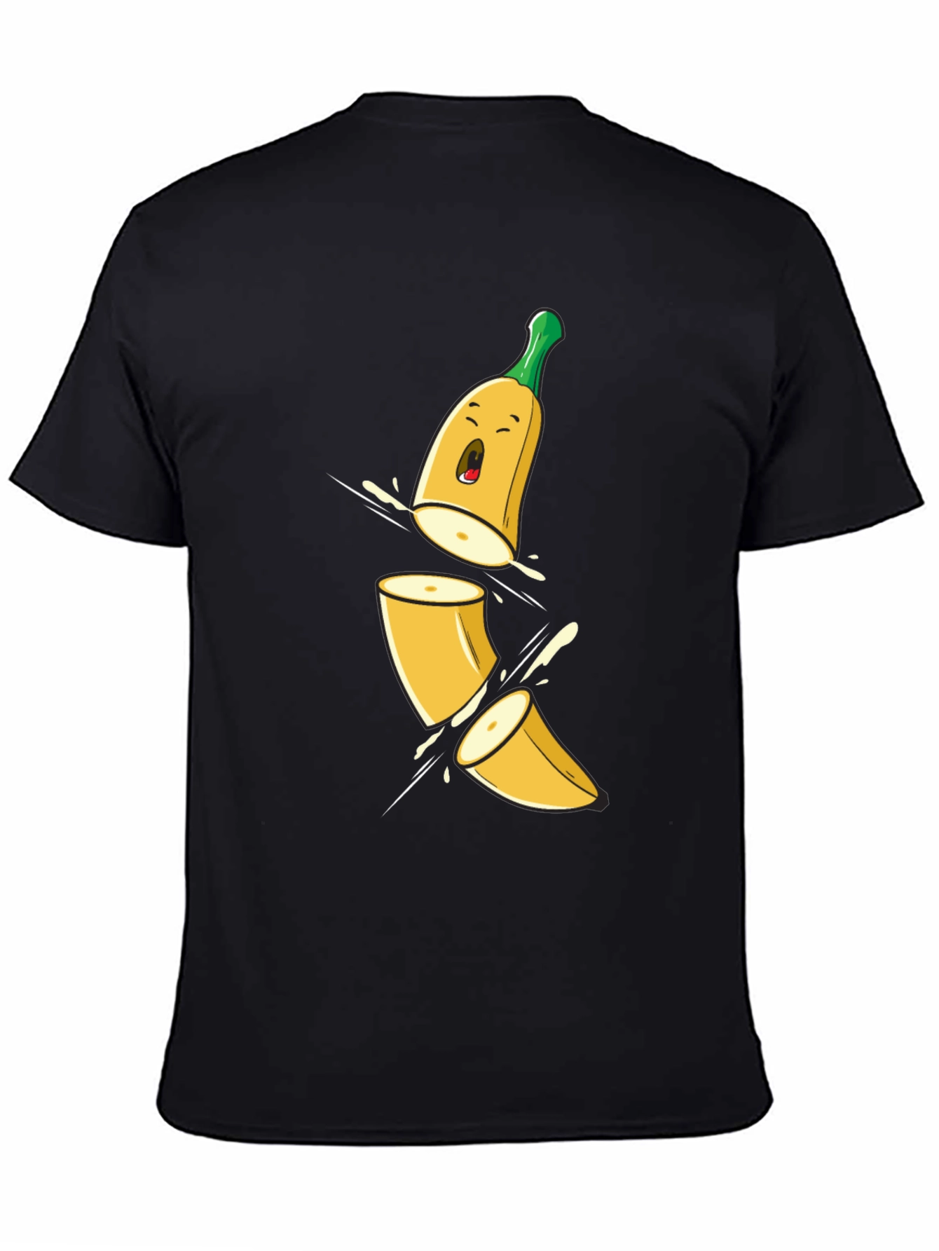 Black Sliced Banana Cartoon T-Shirt view 4