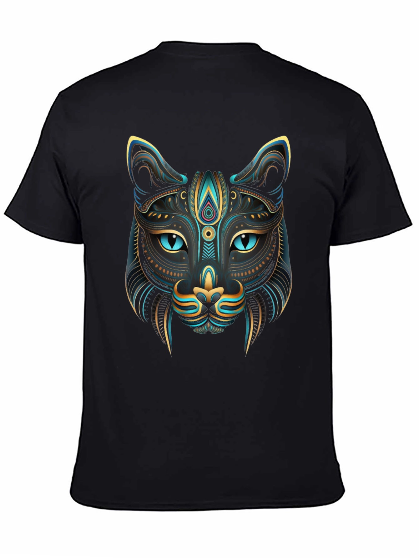 Black Mystic Cat Graphic Tee - Stylish Men's T-Shirt view 4