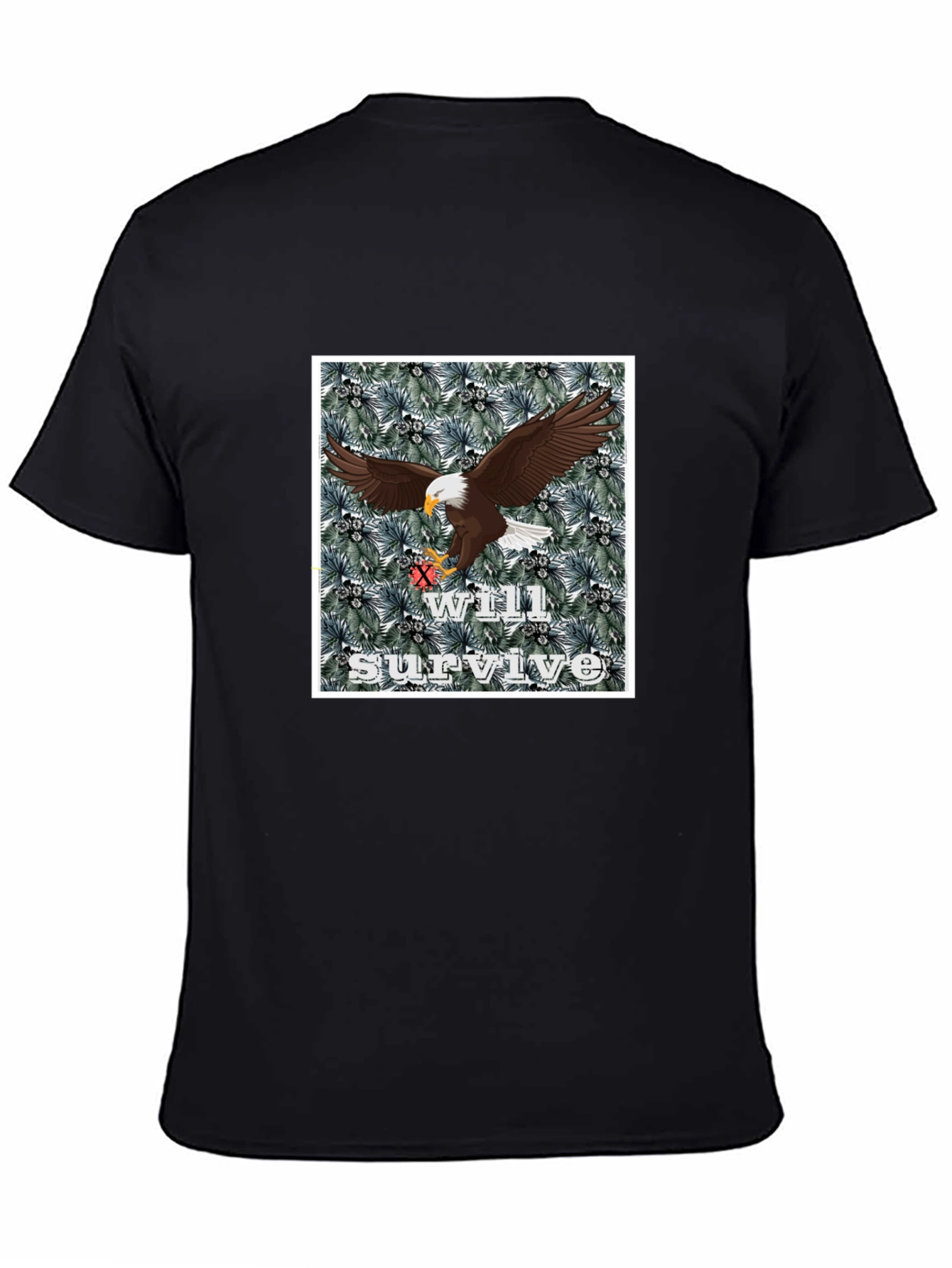 Black Eagle Will Survive Graphic Tee - Black Cotton Blend view 4