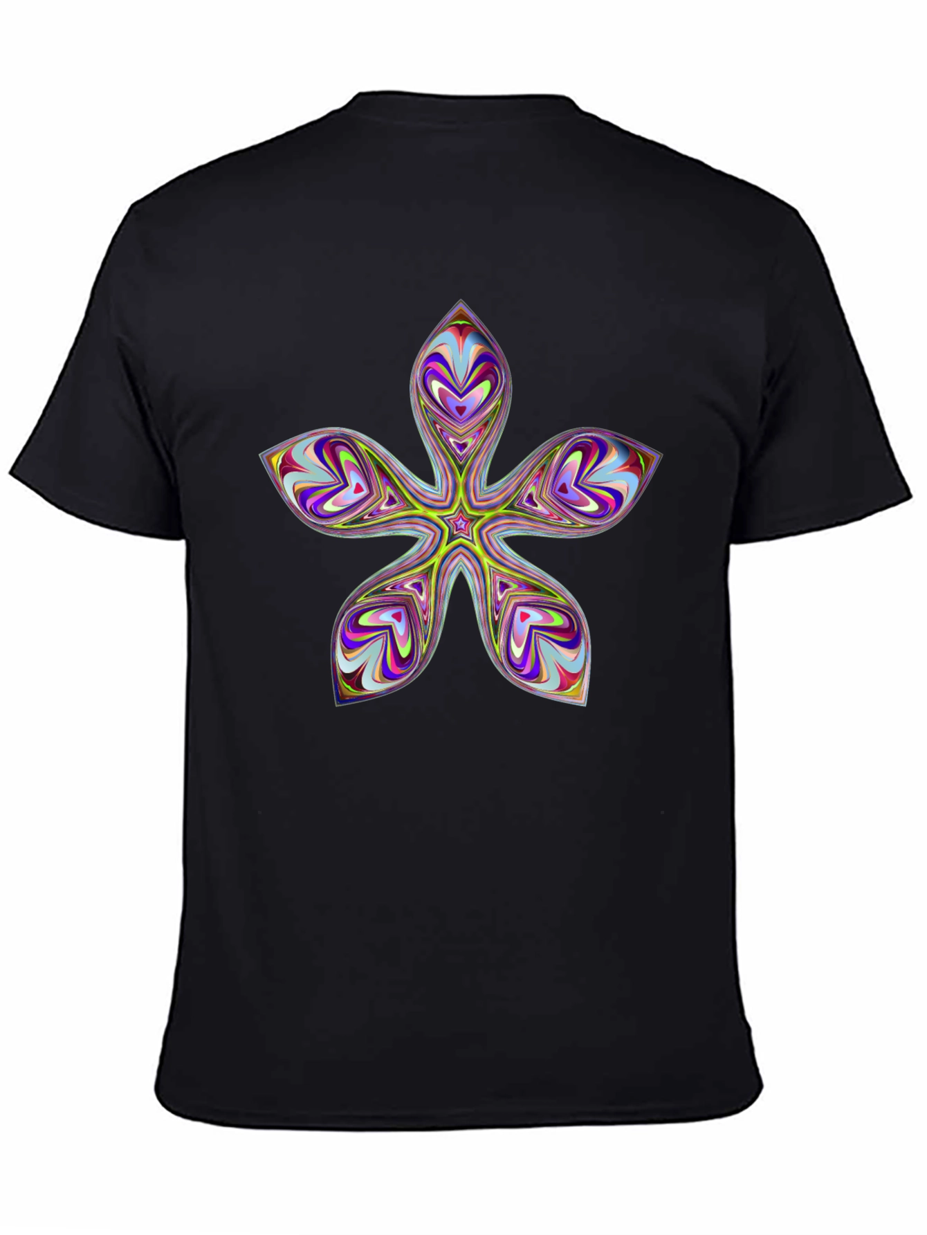 Black Abstract Floral Graphic Black T-Shirt view 4