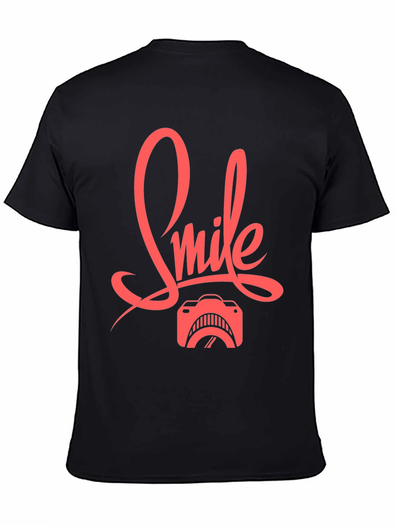 Black Smile Camera Graphic Tee - Black Cotton T-Shirt view 4