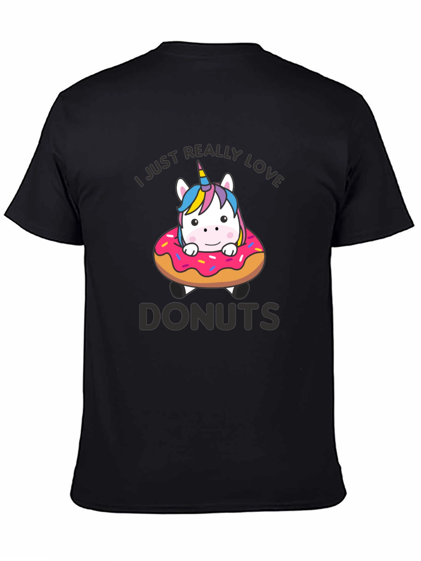 Black Unicorn Donut T-Shirt - I Love Donuts Graphic Tee view 4