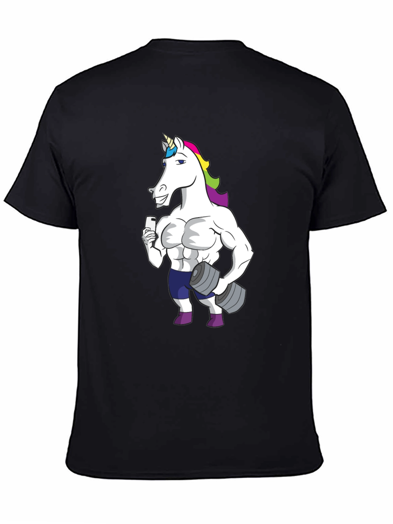 Black Unicorn Gym Workout T-Shirt - Black view 4