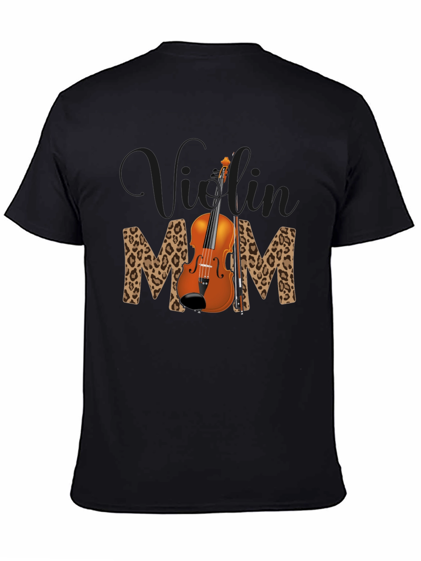 Black Violin Mom Leopard Print T-Shirt view 4