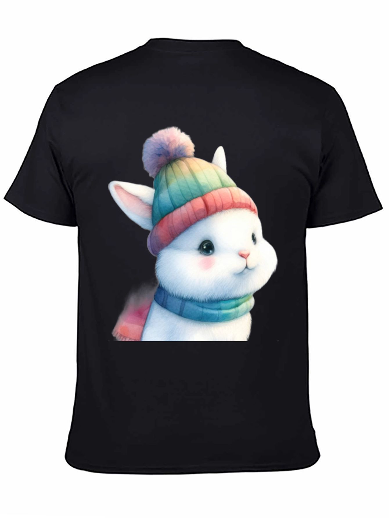 Black Winter Bunny T-Shirt - Cute & Cozy view 4