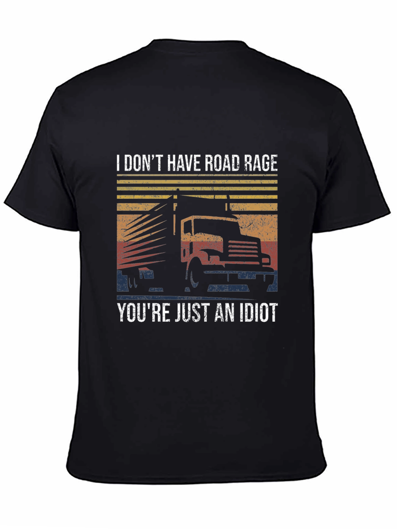 Black Funny Trucker Road Rage Black Graphic Tee view 4