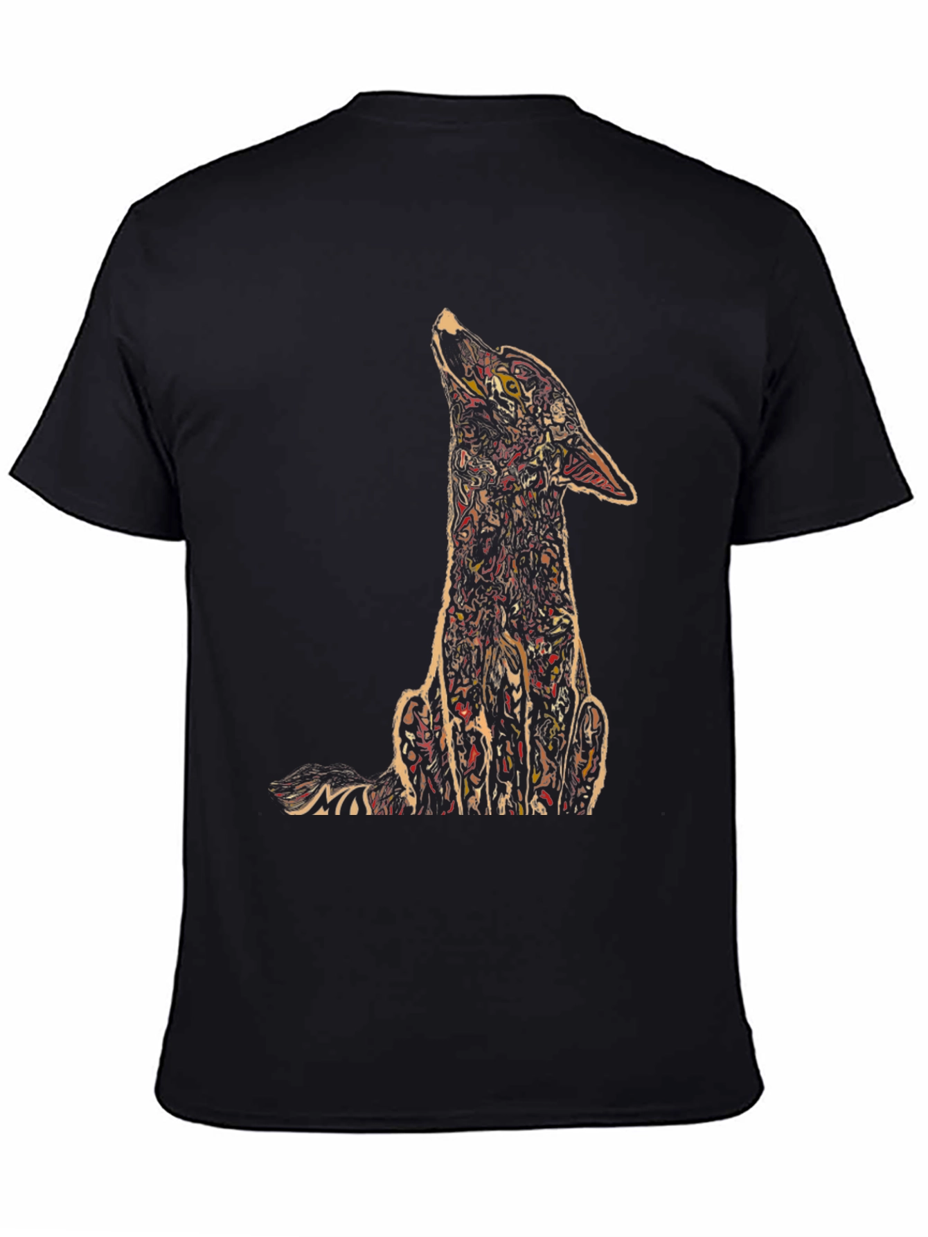 Black Abstract Wolf Graphic Black T-Shirt view 4