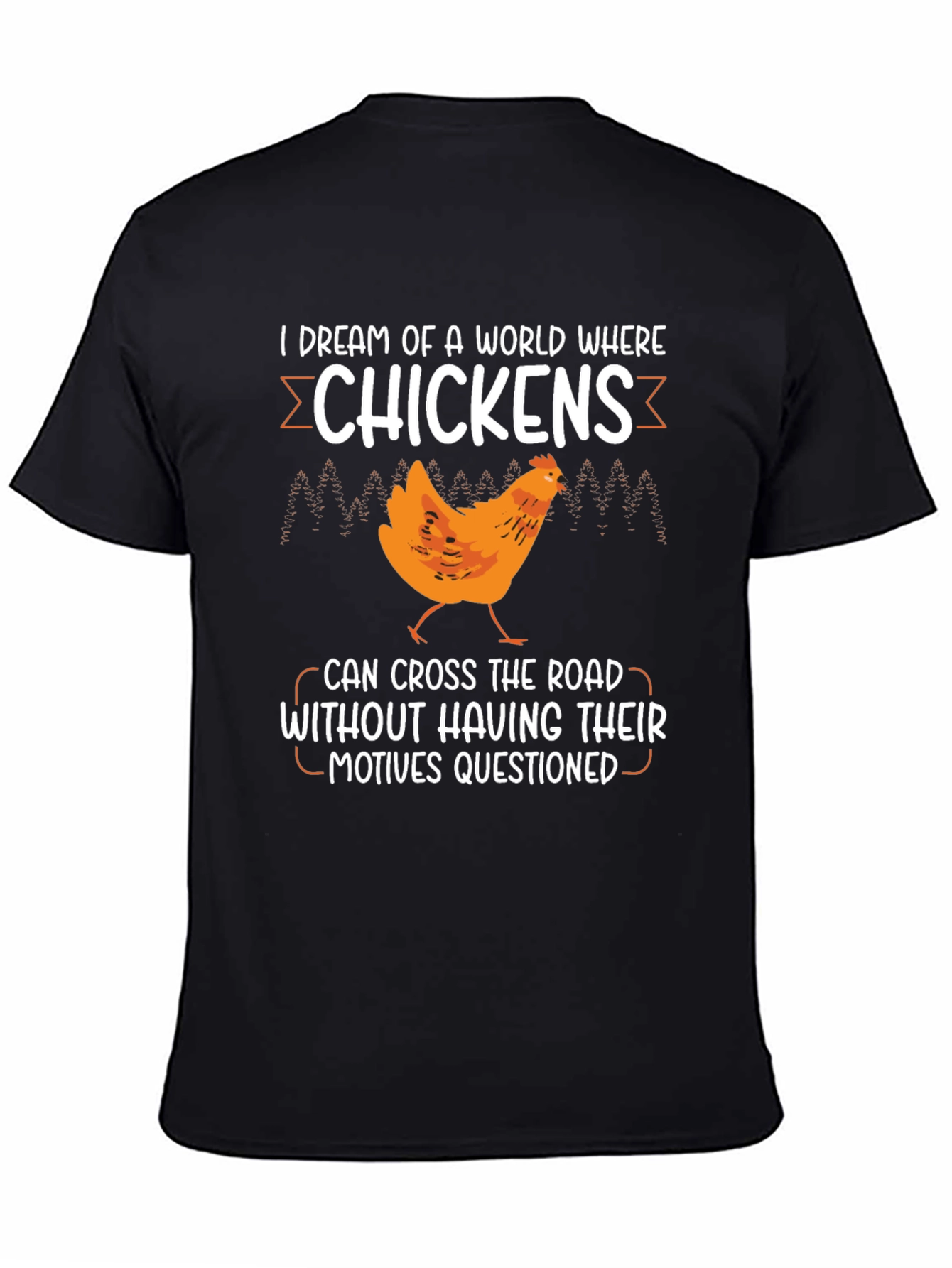 Black Funny Chicken Crossing T-Shirt - Question Motives Humor Tee view 4