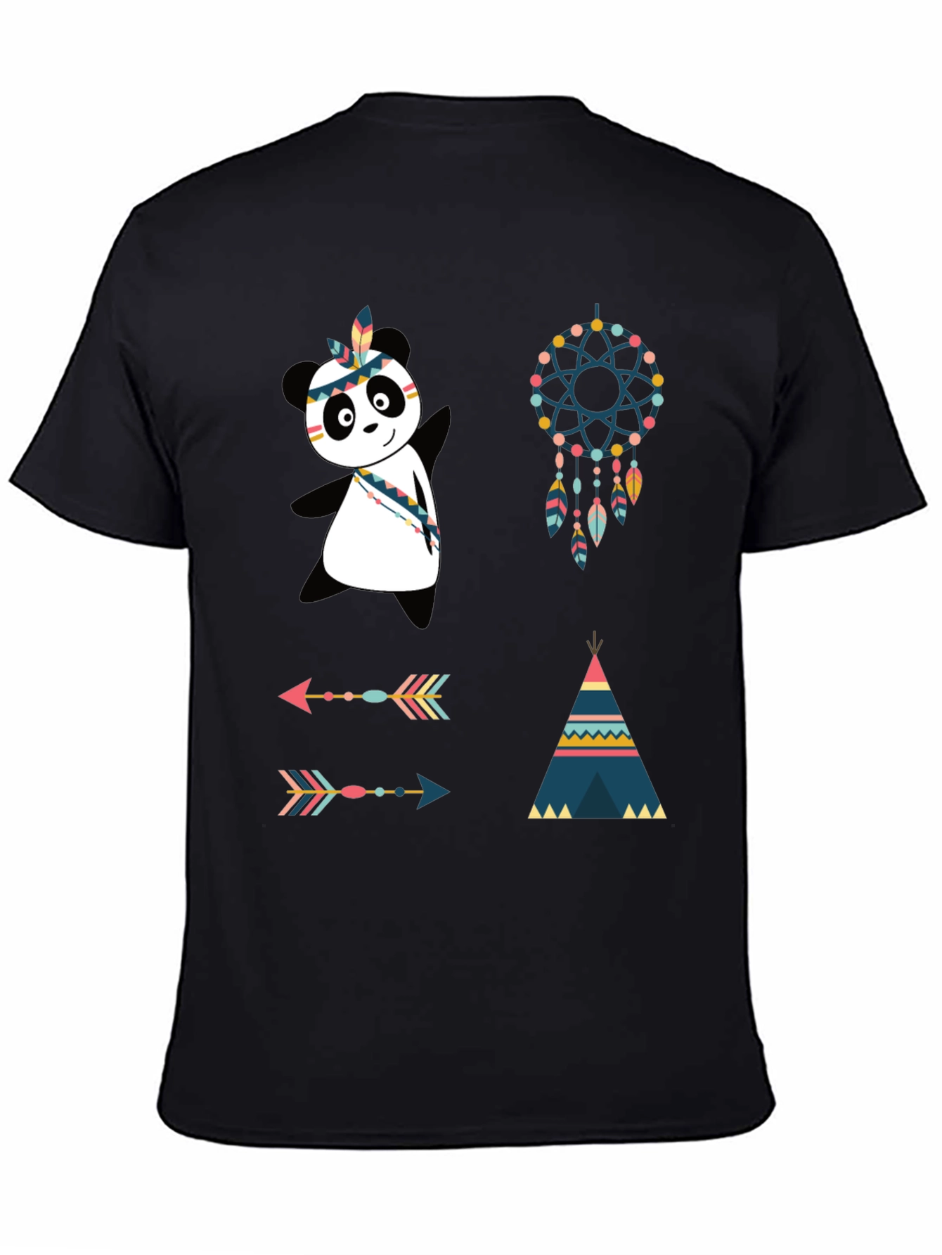Black Tribal Panda Graphic Tee view 4