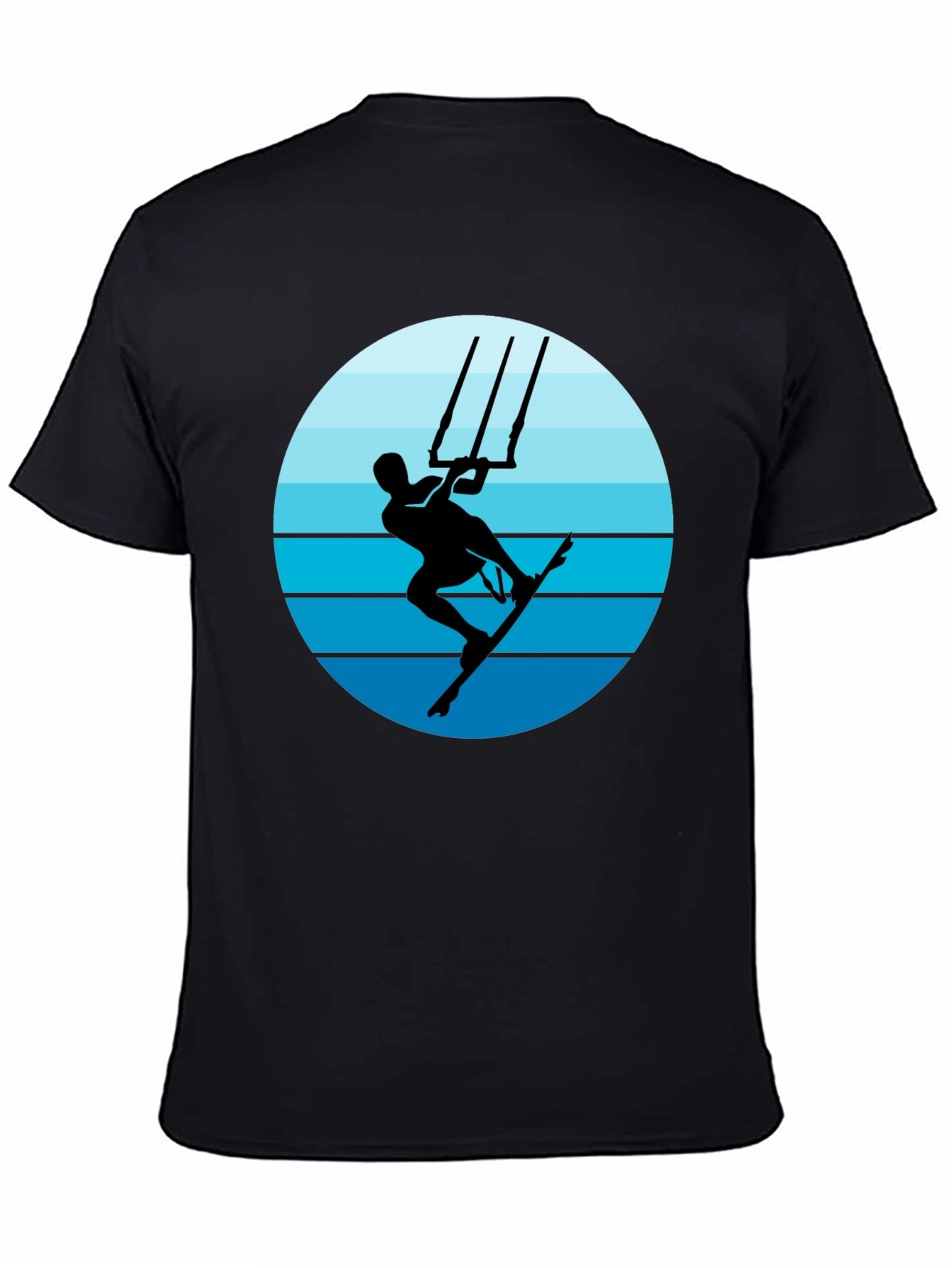 Black Kitesurfing Graphic T-Shirt - Black Cotton Tee view 4