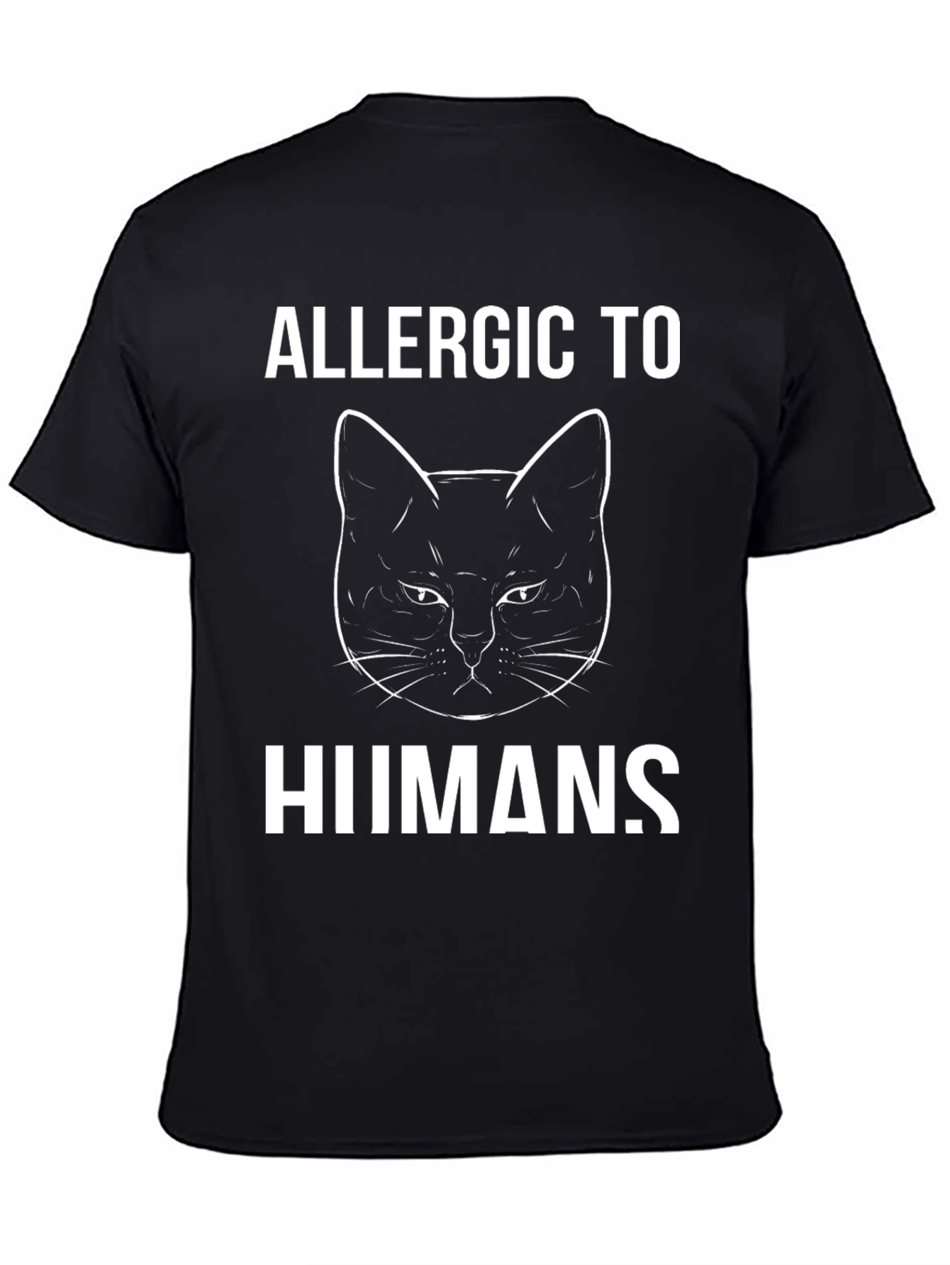 Black Allergic to Humans Cat Graphic Tee - Black view 4