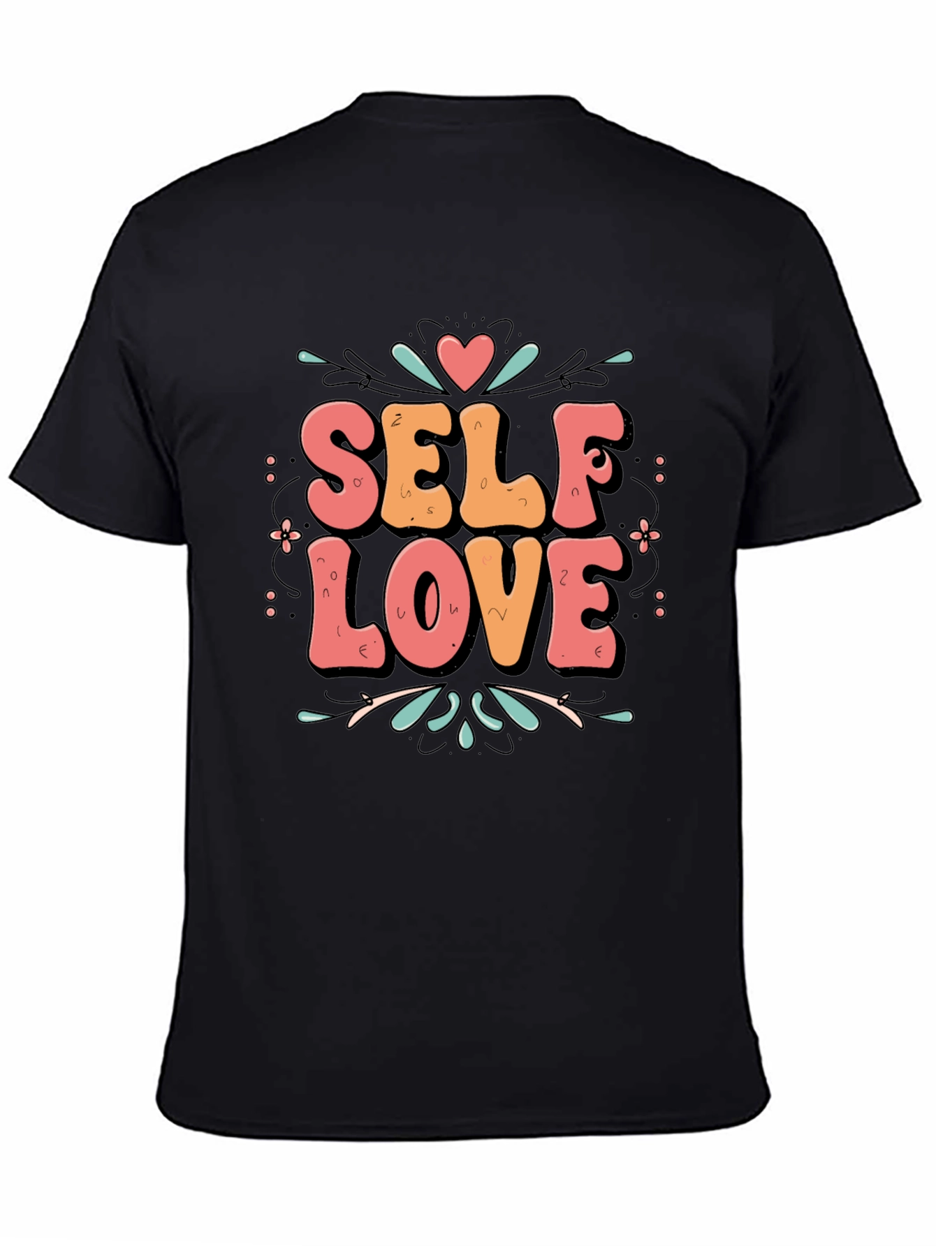 Black Self Love Graphic Tee - Trendy Black T-Shirt view 4