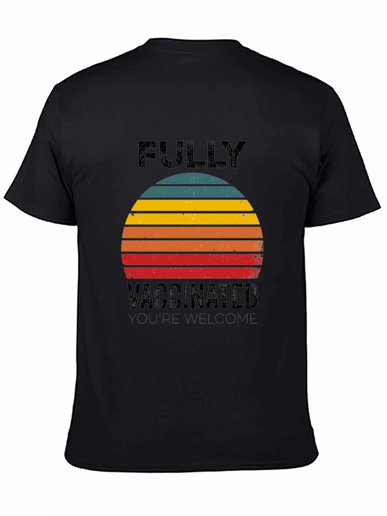 Black Fully Vaccinated Retro T-Shirt view 4