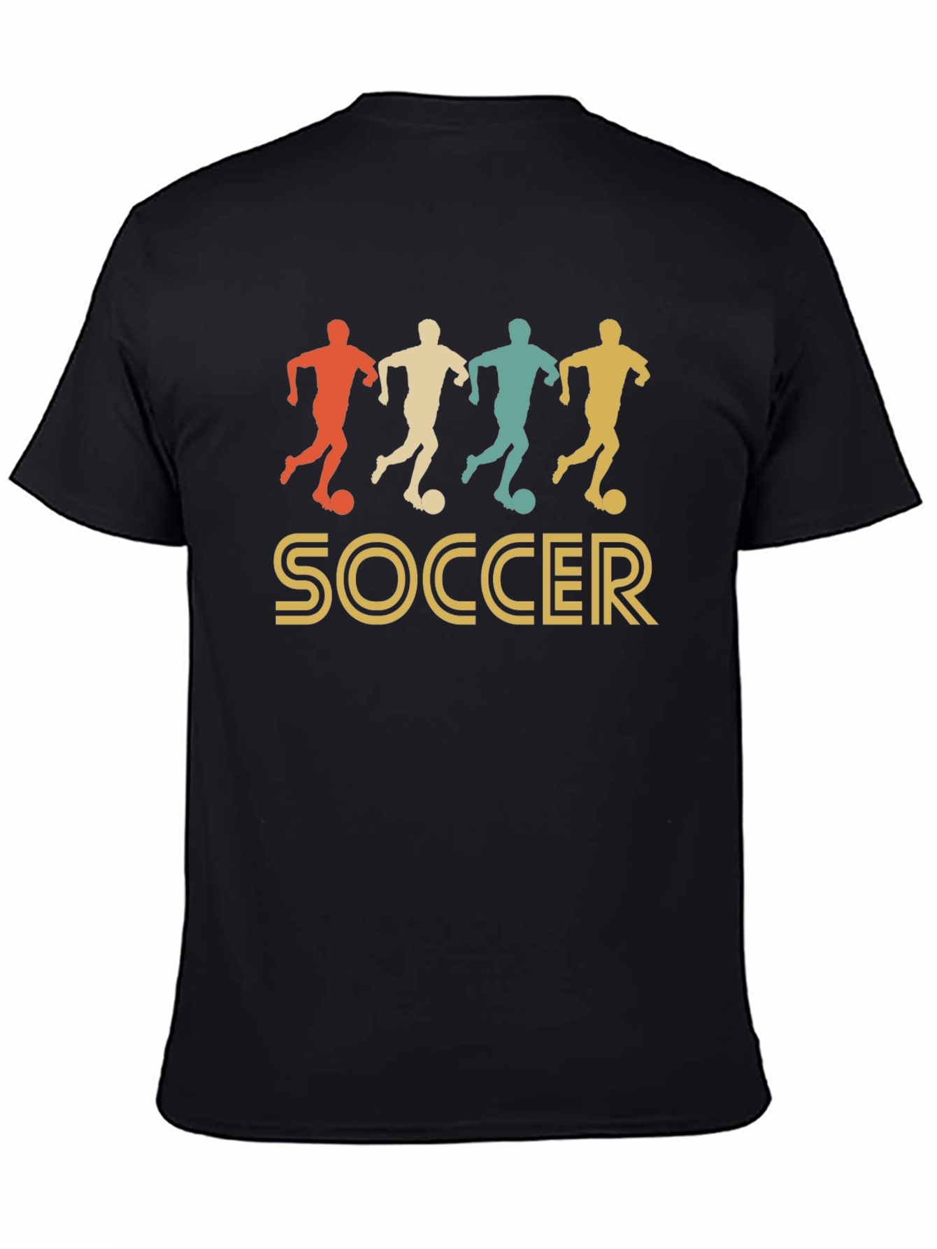 Black Retro Soccer T-Shirt - Vintage Style Tee view 4