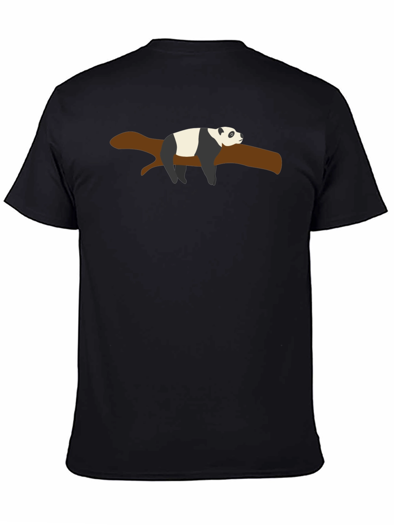 Black Lazy Panda Branch Black T-Shirt view 4