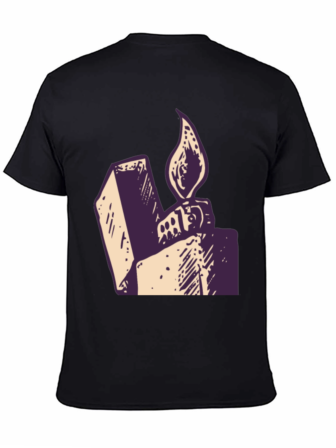 Black Vintage Lighter Graphic Tee - Black Cotton Comfort view 4