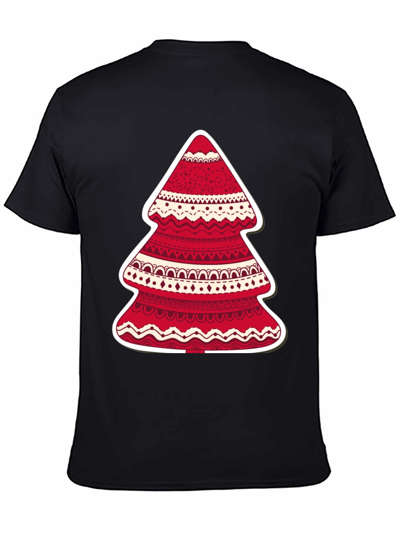 Festive Holiday Tree Graphic Tee - Red & White Design - 4