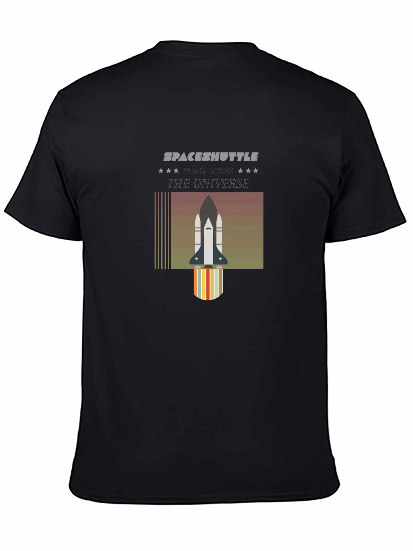 Black Space Shuttle Universe Graphic T-Shirt - Black view 4