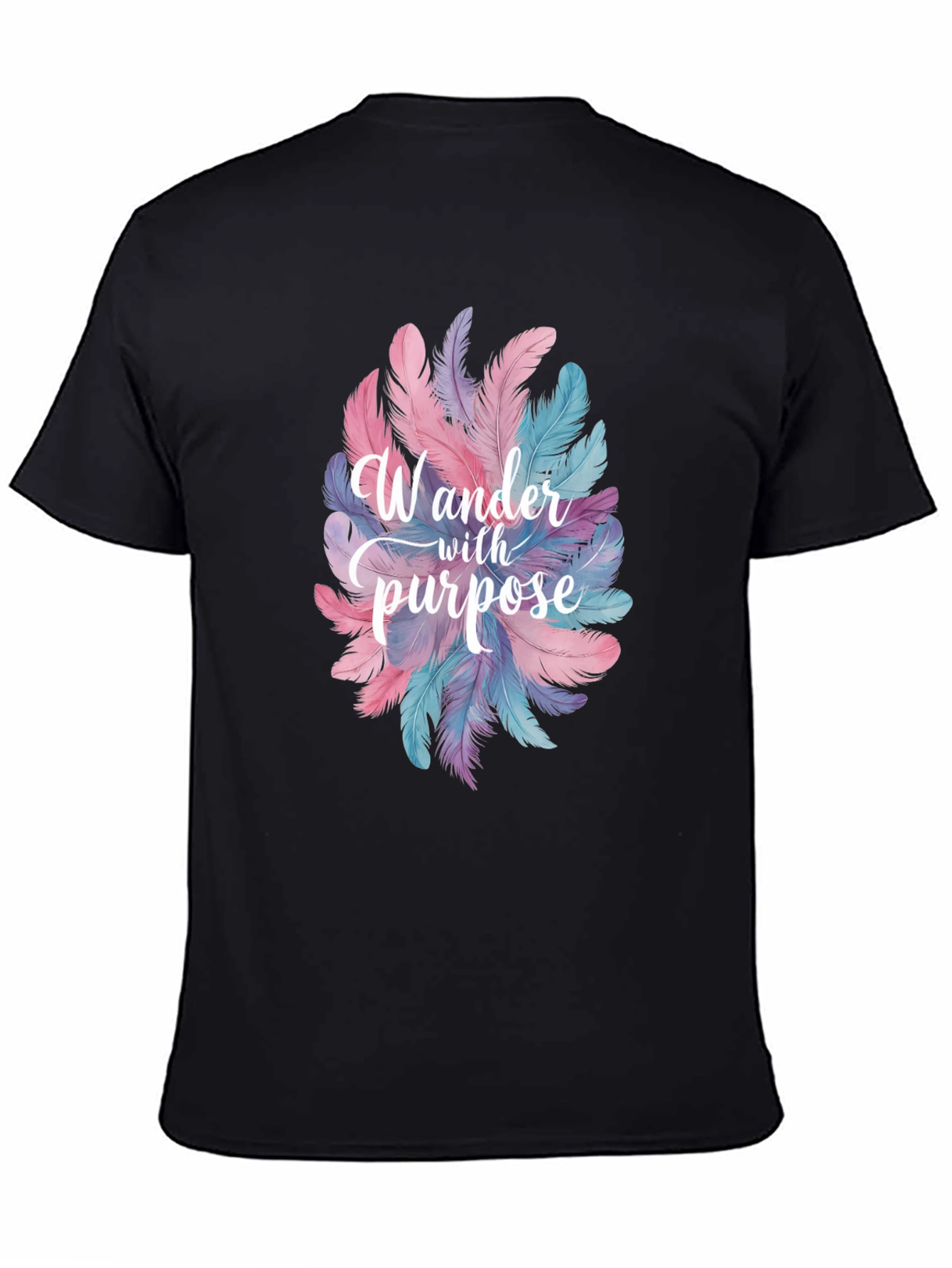 Black Wander With Purpose Feather Graphic T-Shirt view 4