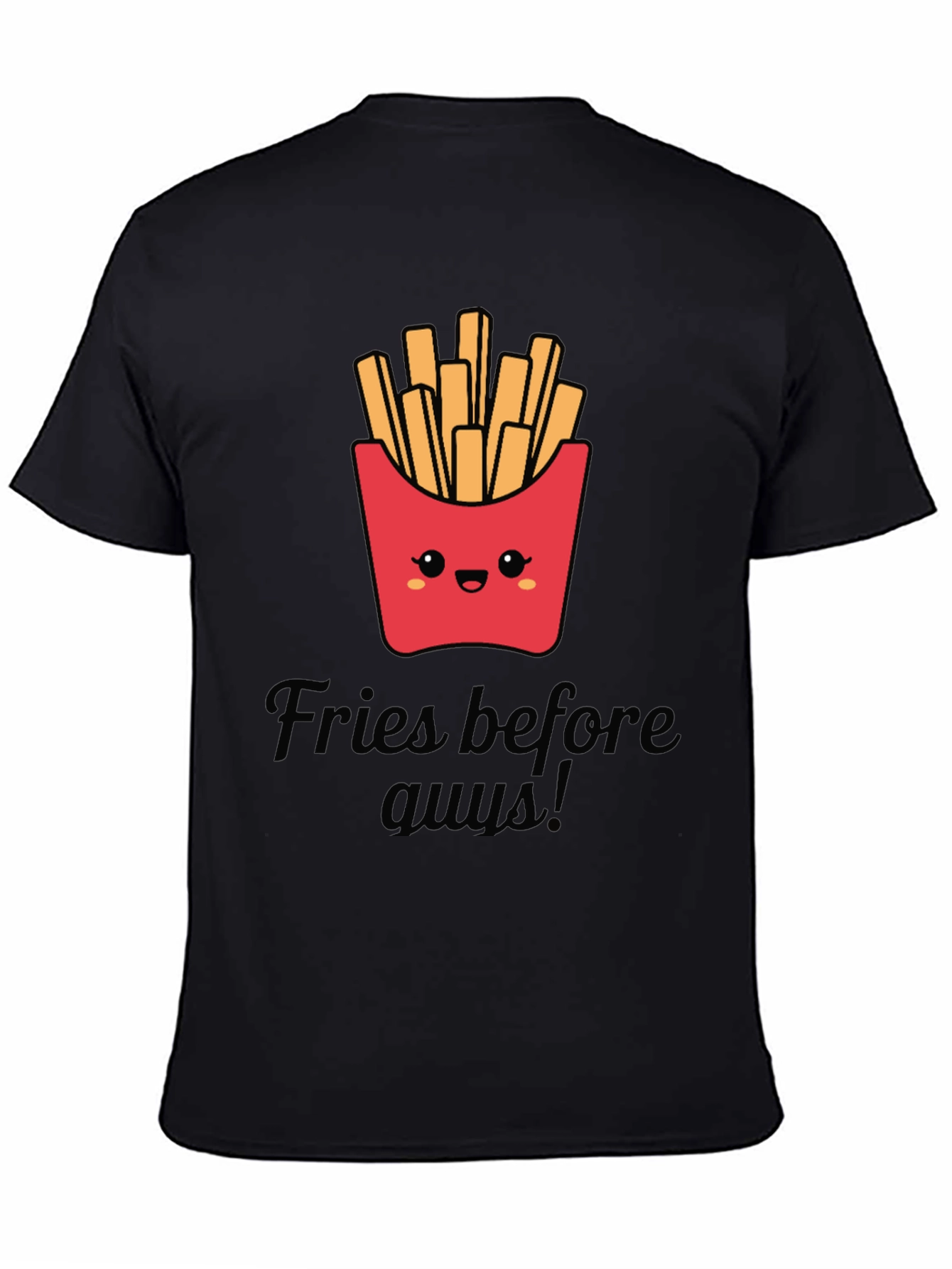 Black Fries Before Guys Graphic Tee - Black Unisex T-Shirt view 4