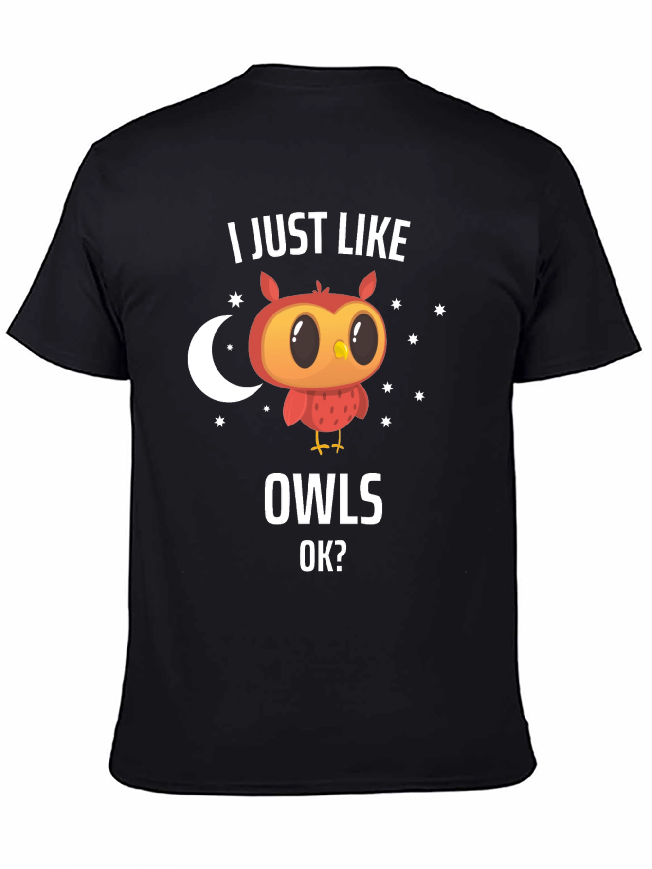 Black I Just Like Owls OK? Black Graphic Tee view 4