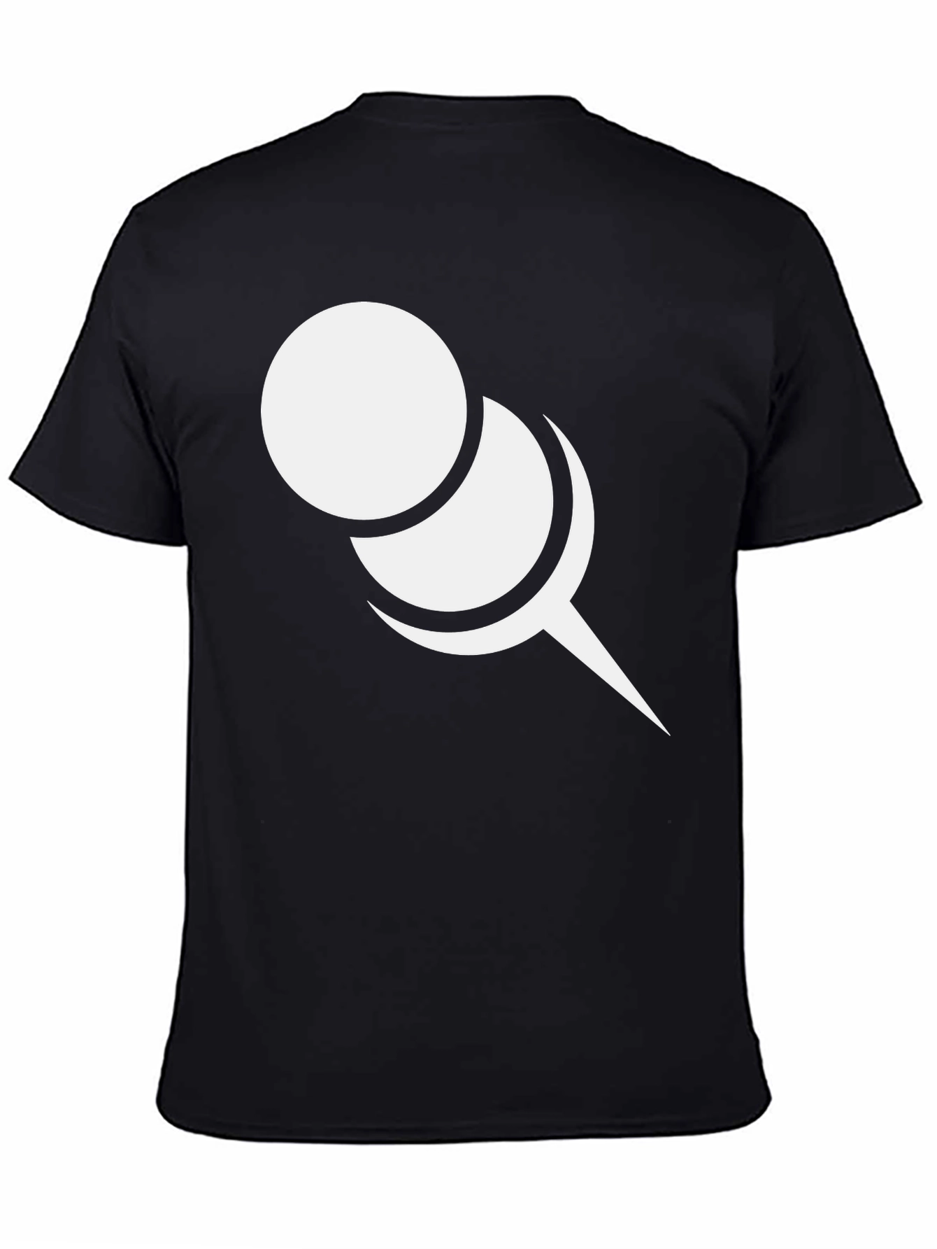 Black Graphic Tee: White Push Pin Design on Black Shirt view 4