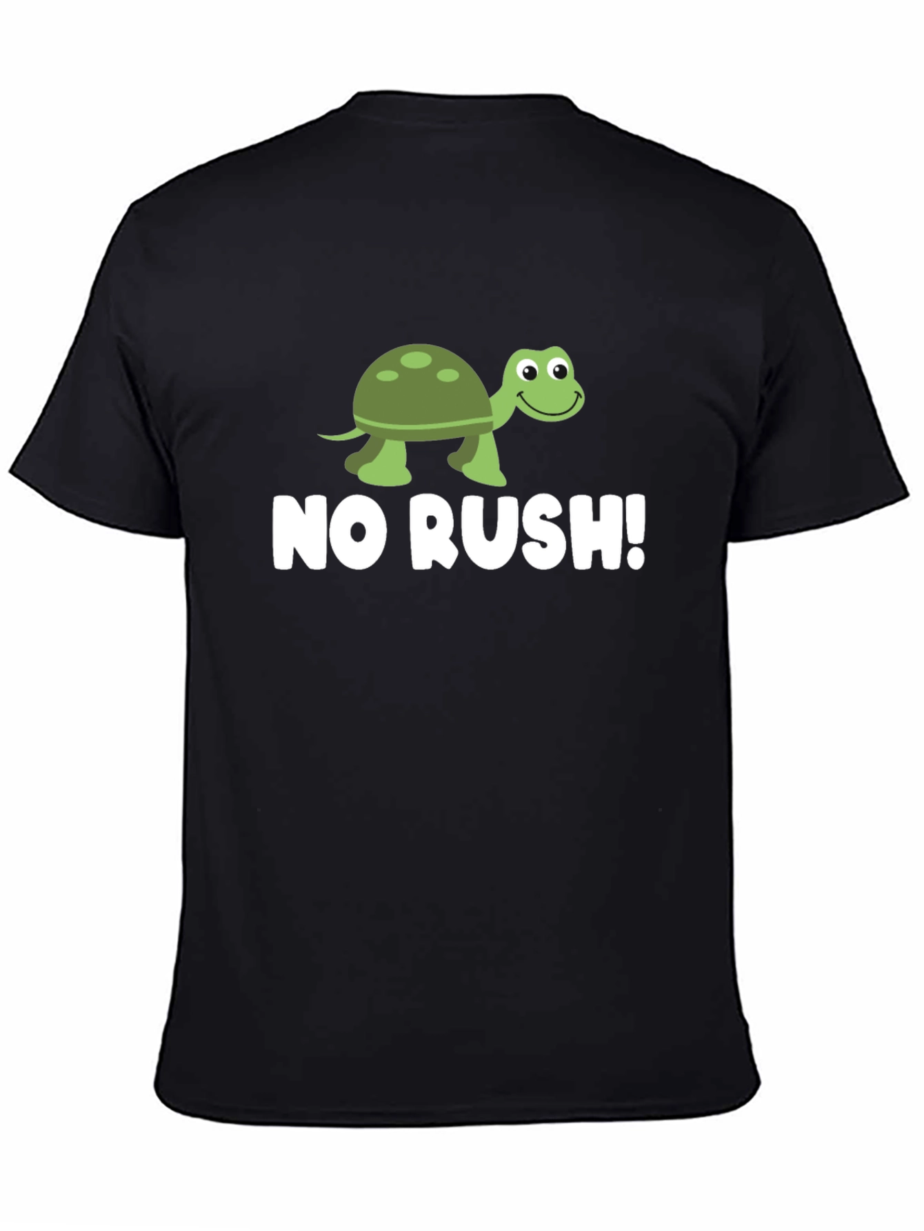 Black Funny Turtle No Rush T-Shirt view 4