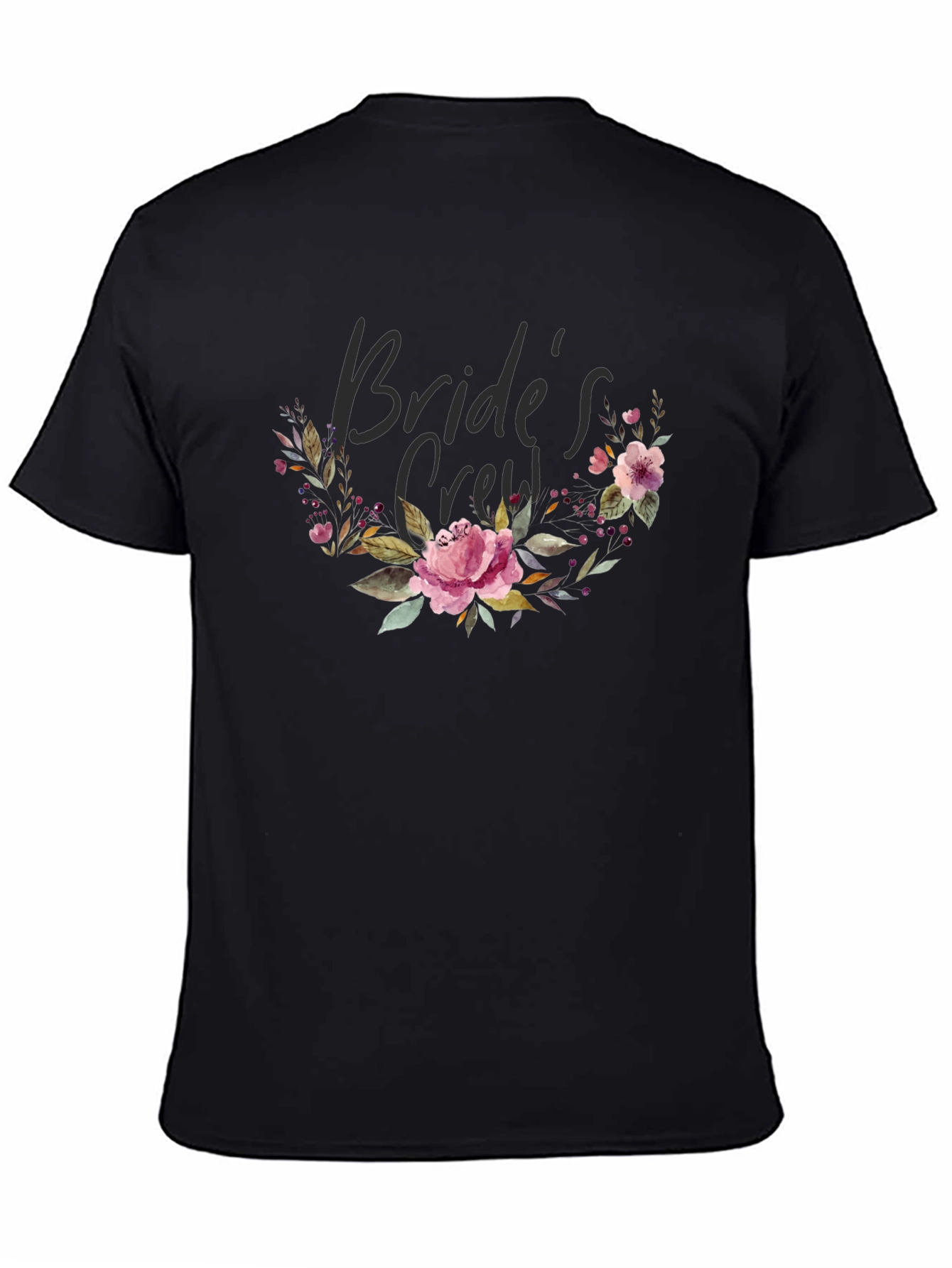 Bride's Crew Floral Black T-Shirt - 4