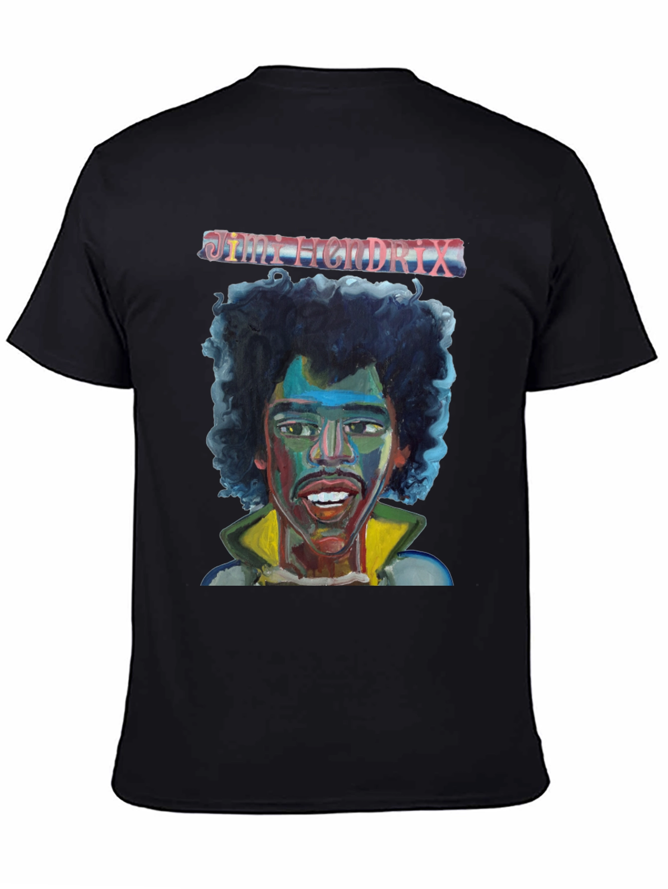 Black Jimi Hendrix Graphic Tee Black Cotton T-Shirt view 4