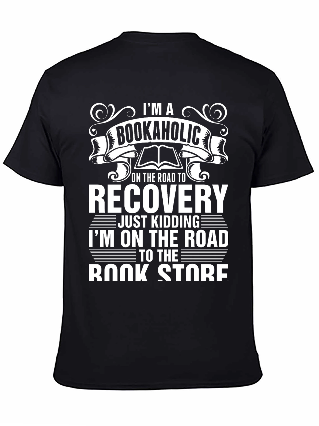 Black Bookaholic T-Shirt Funny Reader Novelty Tee view 4