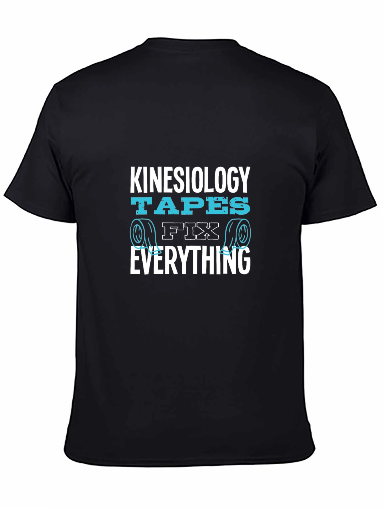 Black Kinesiology Tapes Fix Everything Black T-Shirt view 4