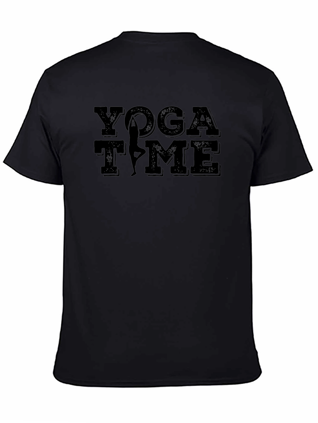 Black Yoga Time Graphic Tee - Black Cotton T-Shirt view 4