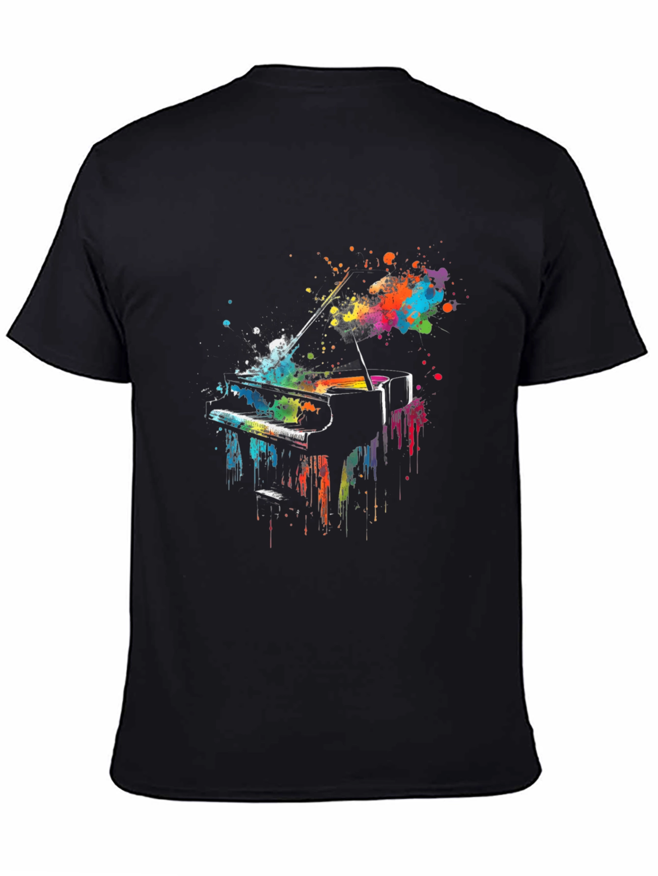 Black Colorful Piano Graphic Tee - Music Lover Shirt view 4