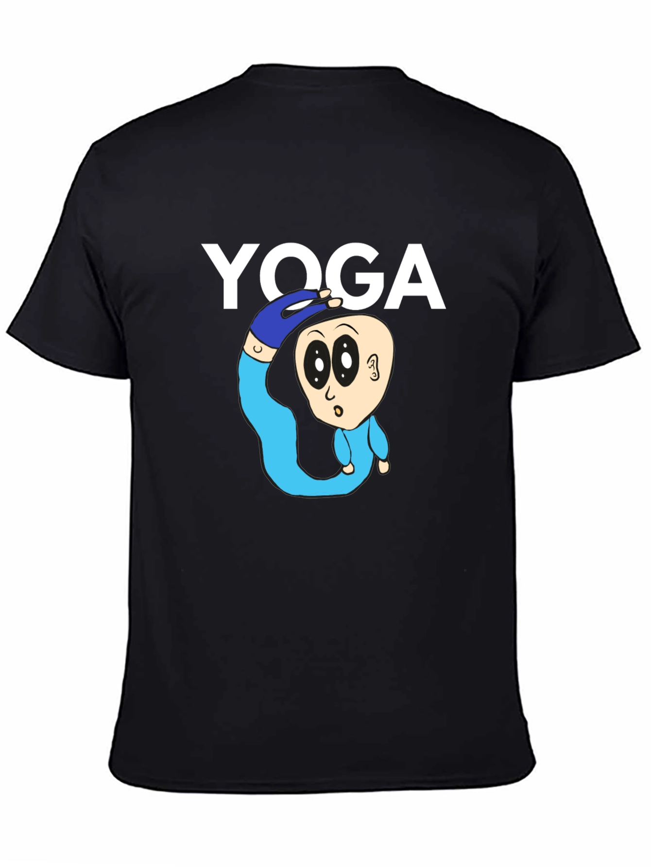 Black Yoga Cartoon Graphic Tee - Black Cotton Blend view 4