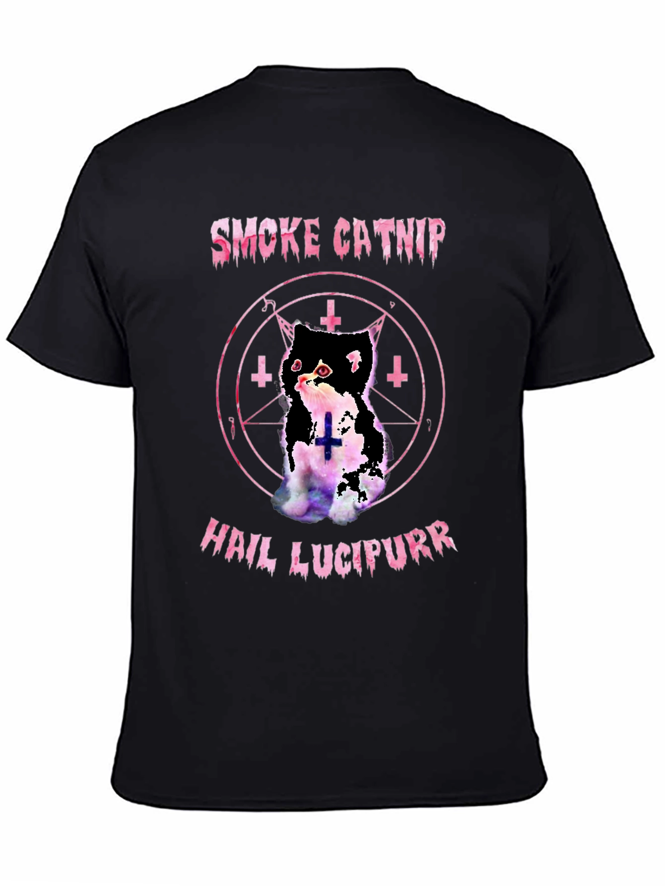 Black Smoke Catnip Hail Lucipurr Graphic T-Shirt view 4