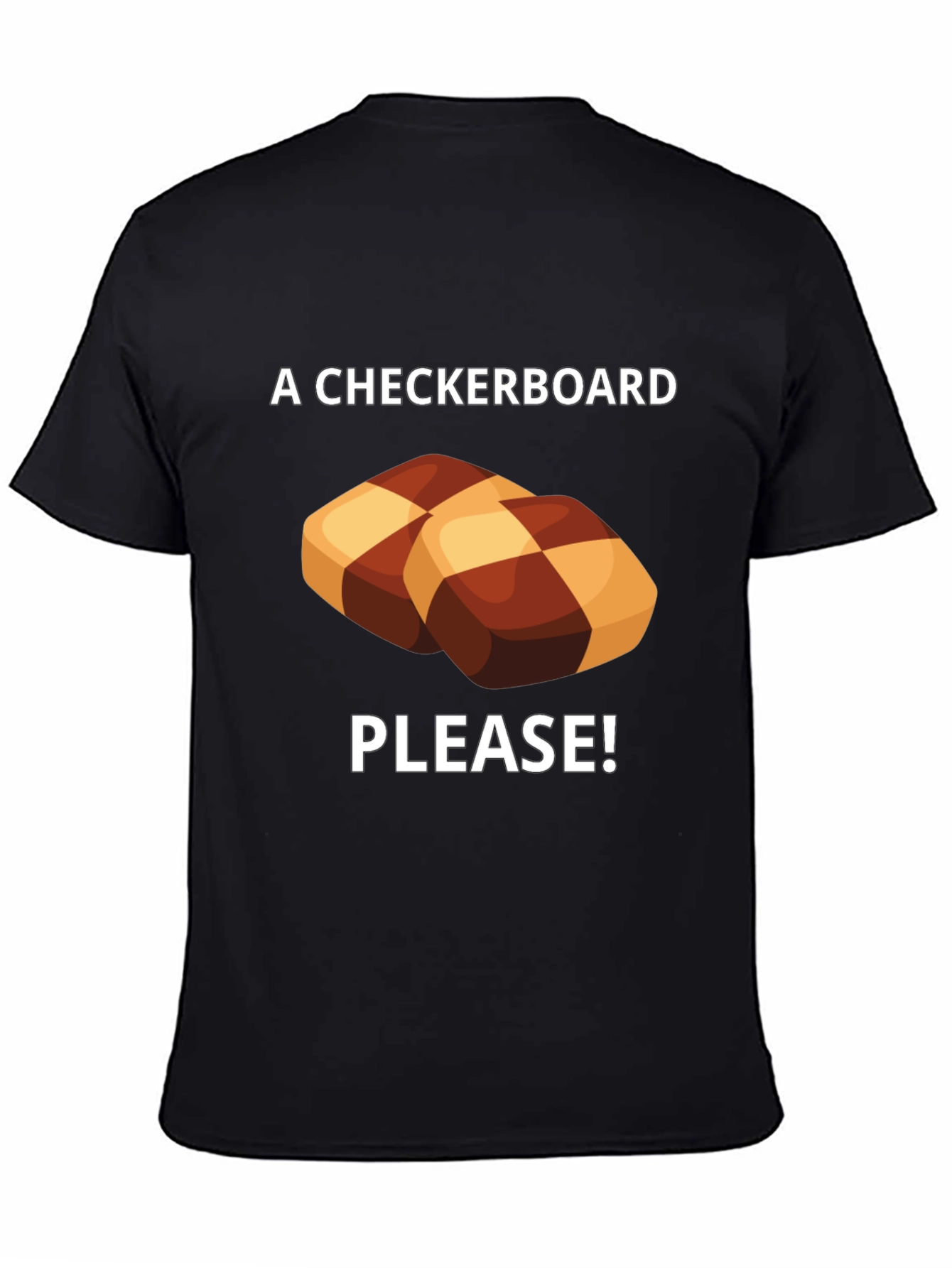Black Checkerboard Cookie Please! Graphic Tee view 4