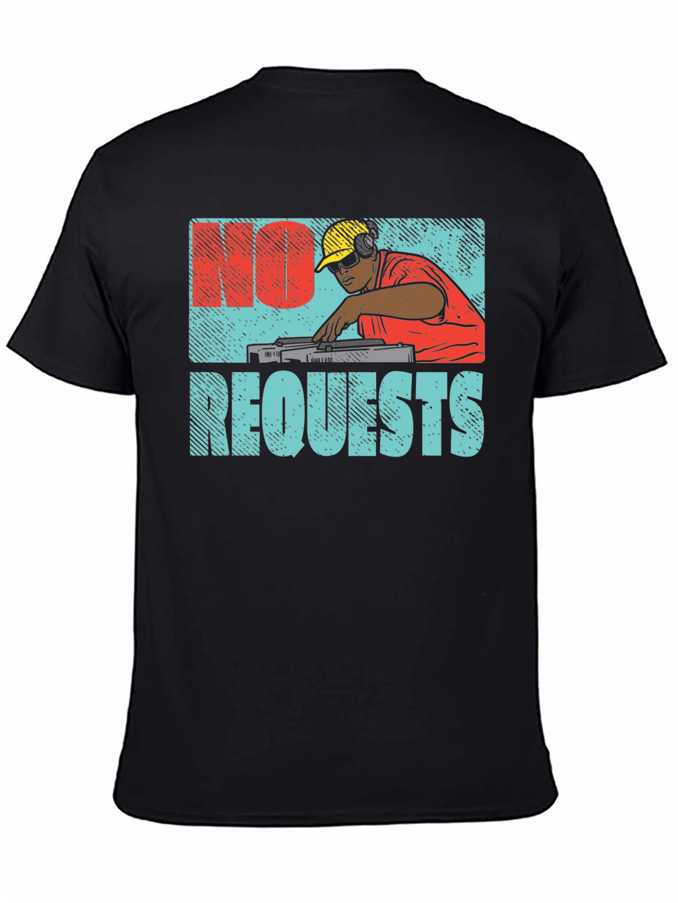 Black No Requests Graphic DJ T-Shirt view 4