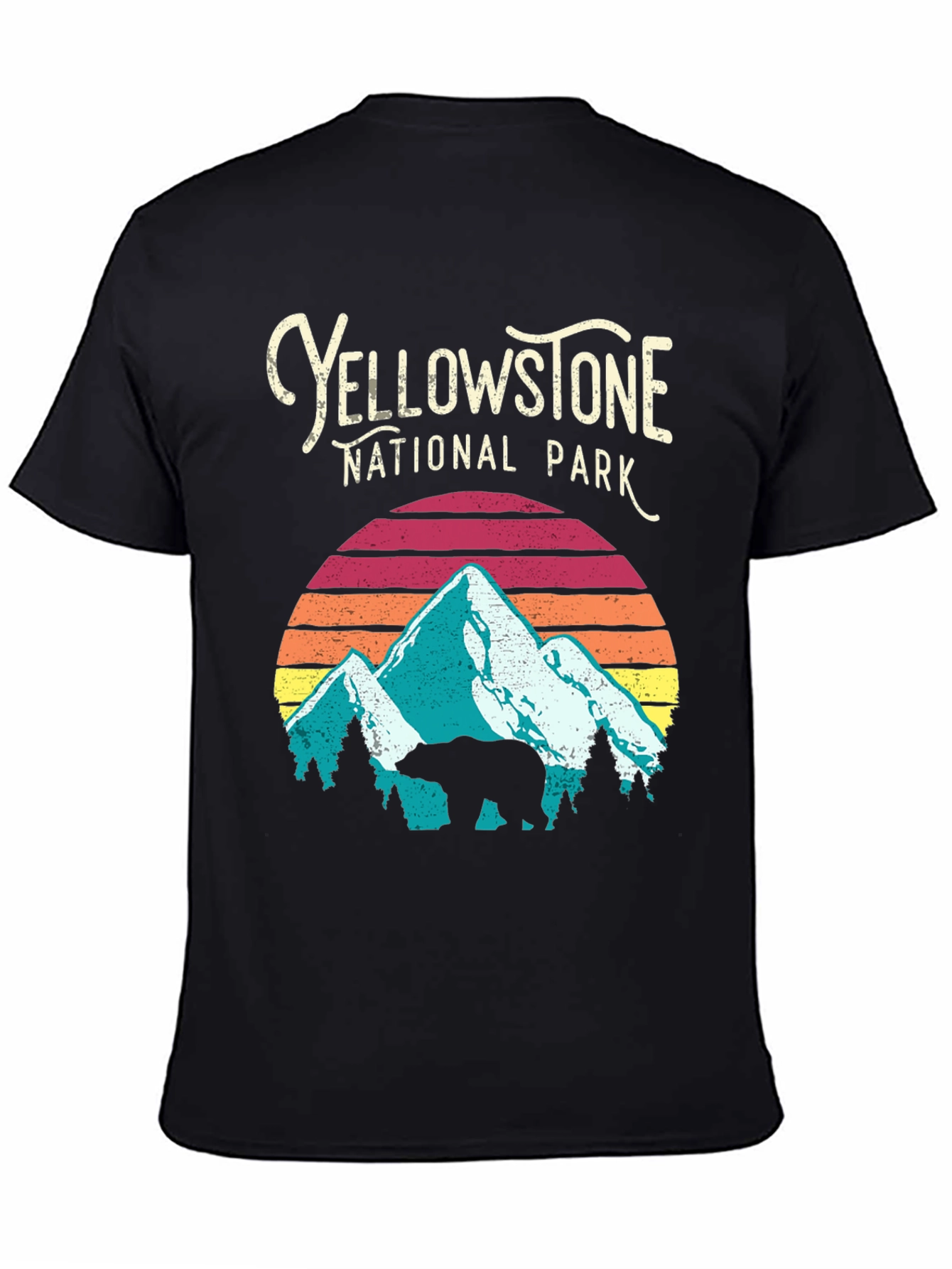 Black Yellowstone National Park Bear Graphic T-Shirt view 4