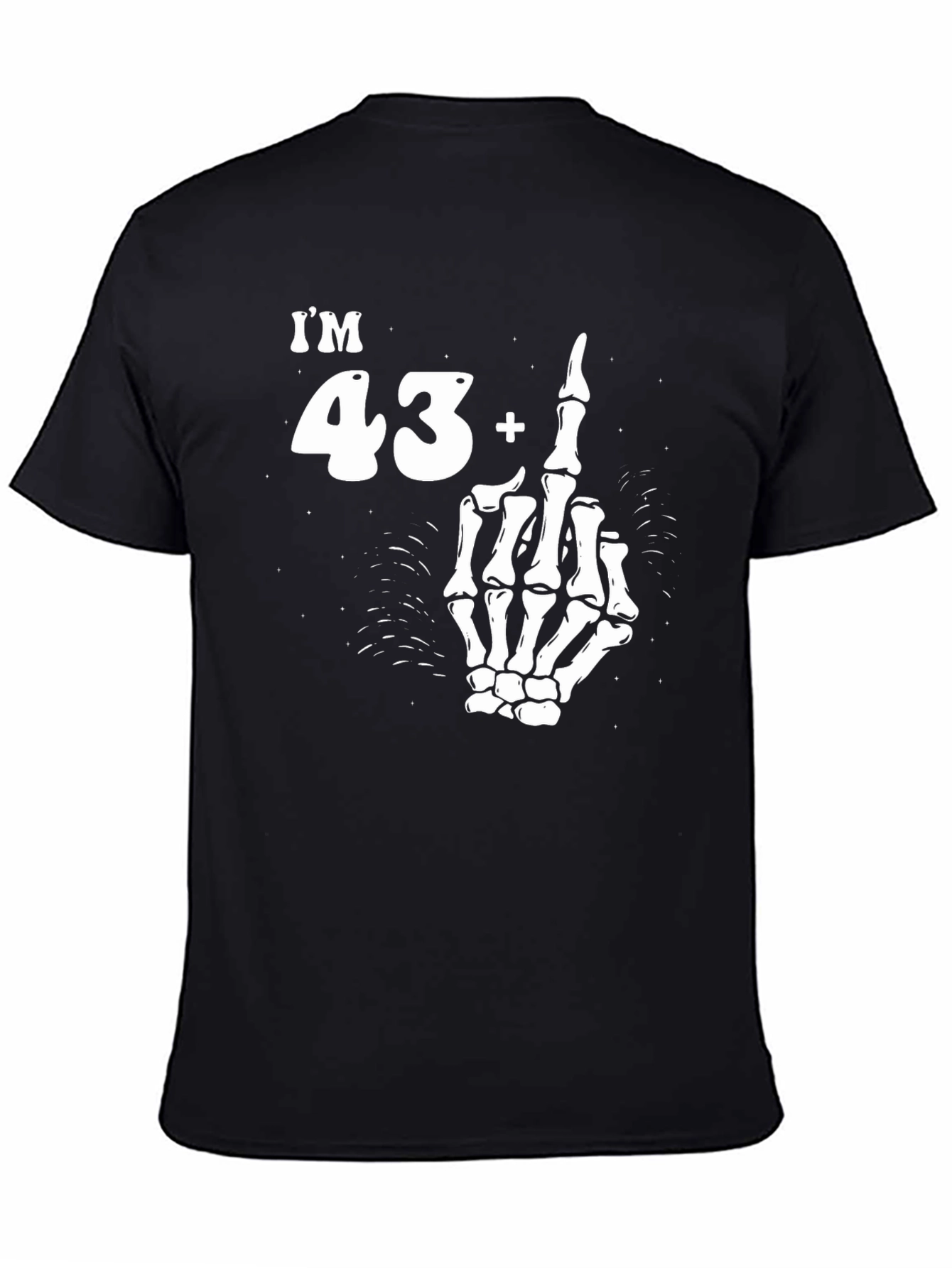 Black Funny 43+1 Skeleton Hand Graphic Tee view 4