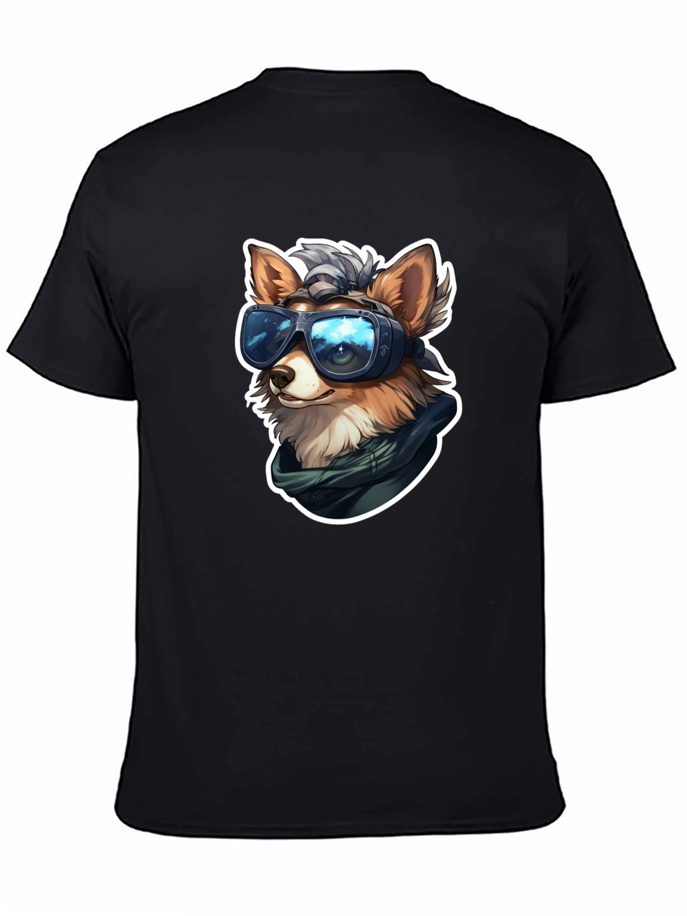 Black Stylish Dog VR Headset Black T-Shirt view 4