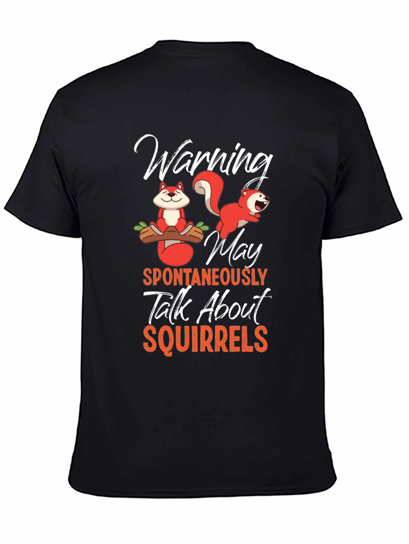 Black Funny Squirrel Graphic T-Shirt view 4