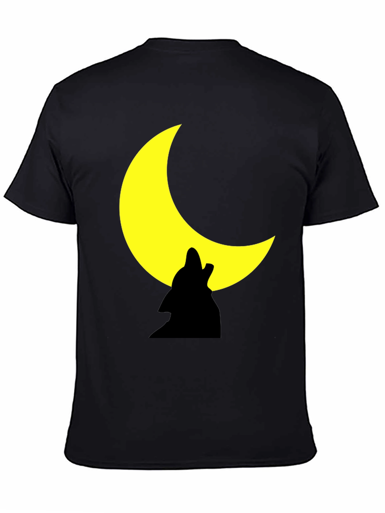 Black Wolf Howling Moon Graphic Black Tee Shirt view 4
