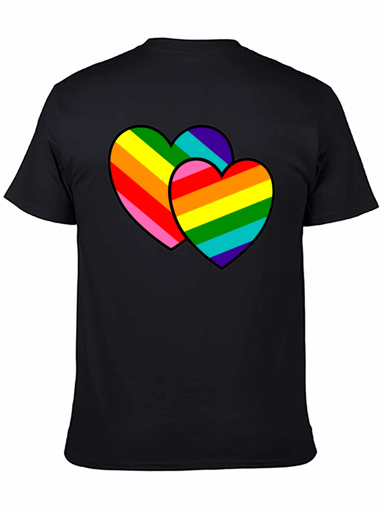 Black Rainbow Hearts Graphic Tee - Pride Love view 4