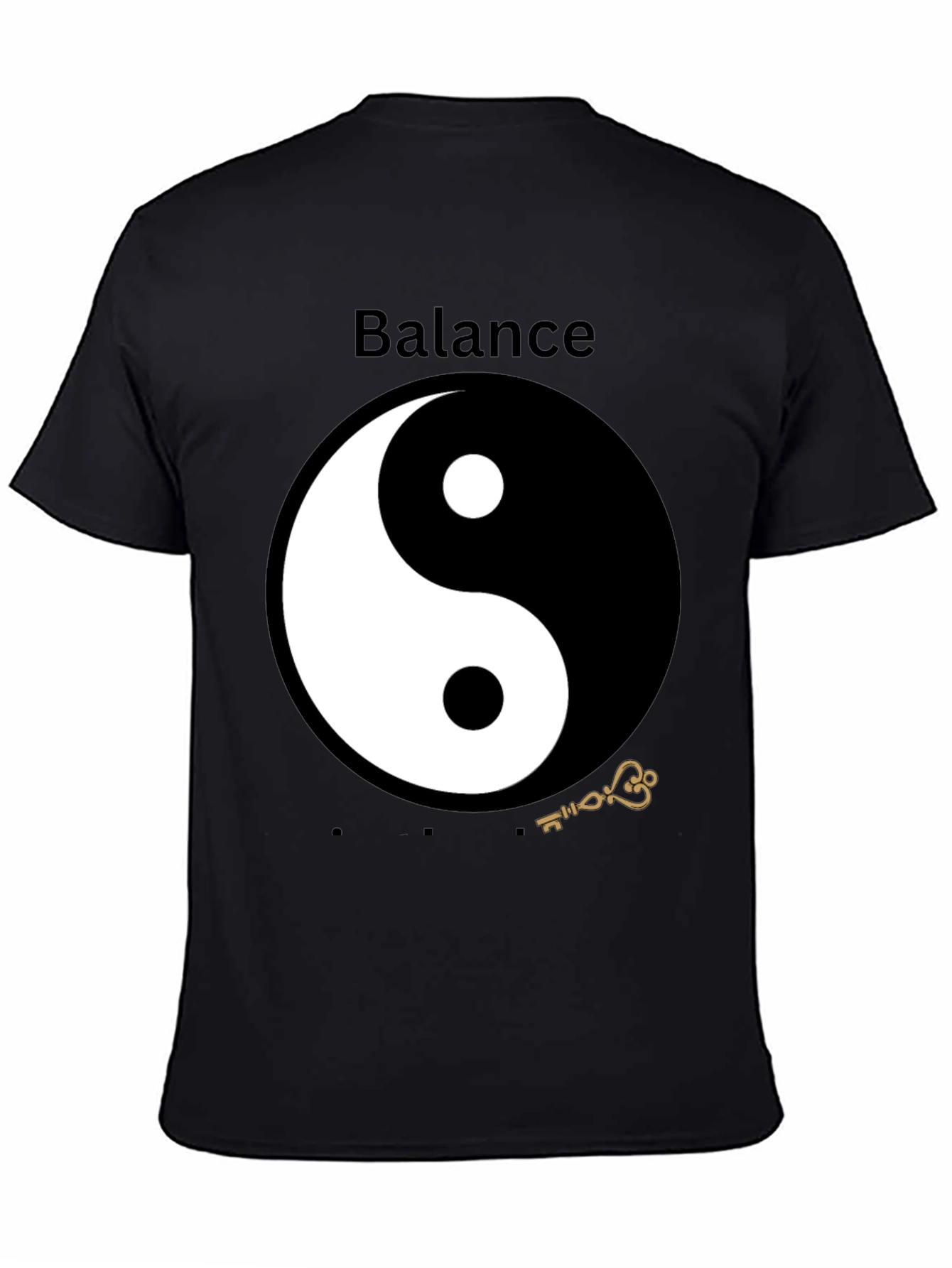Black Yin Yang Balance Graphic Tee - Black T-Shirt view 4