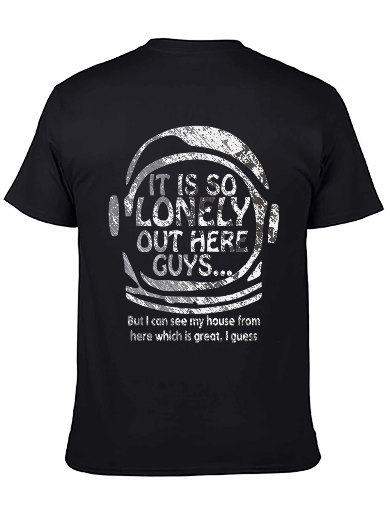 Black Lonely Out Here Astronaut T-Shirt view 4
