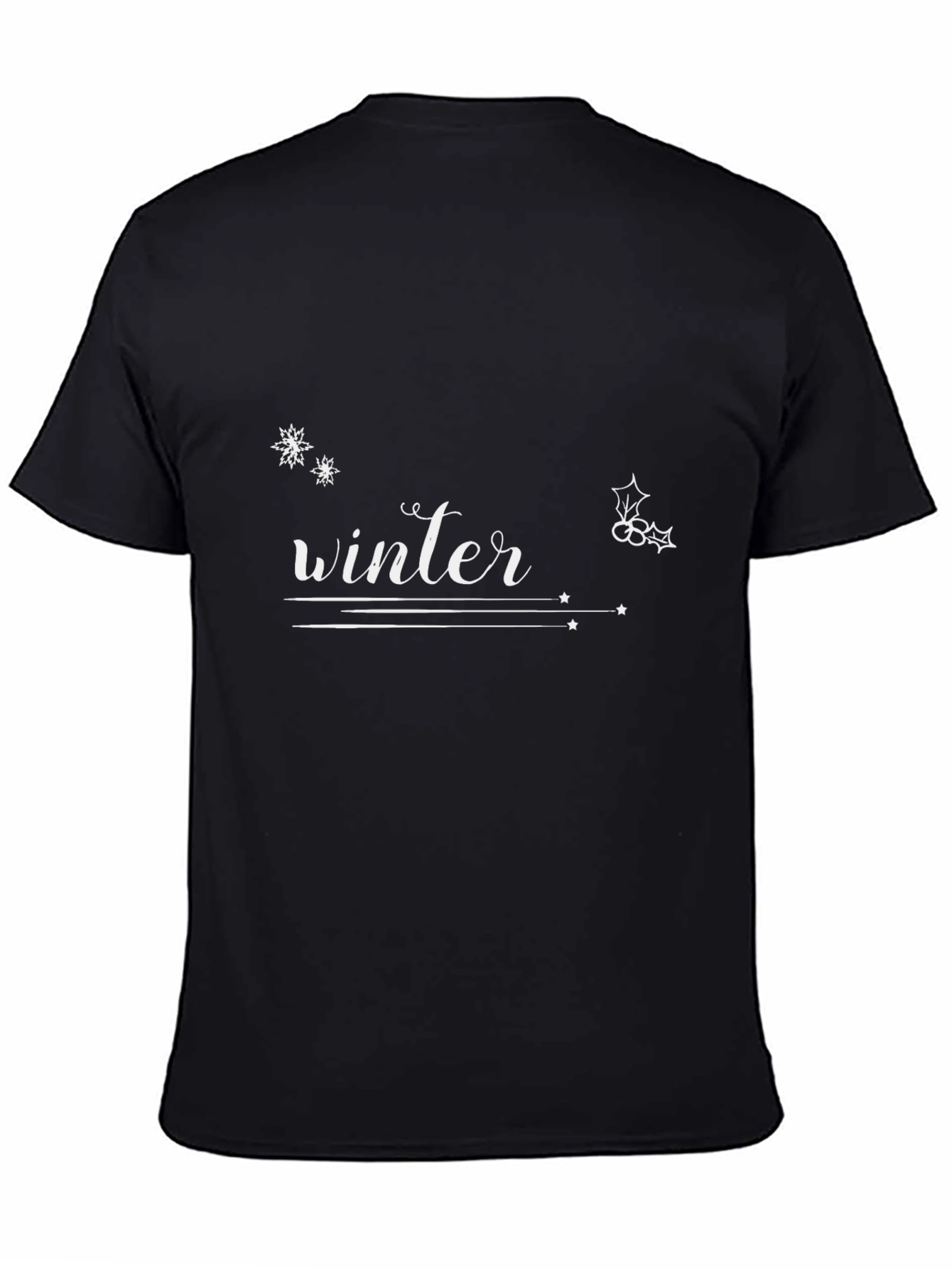 Black Winter Graphic Print Black T-Shirt view 4