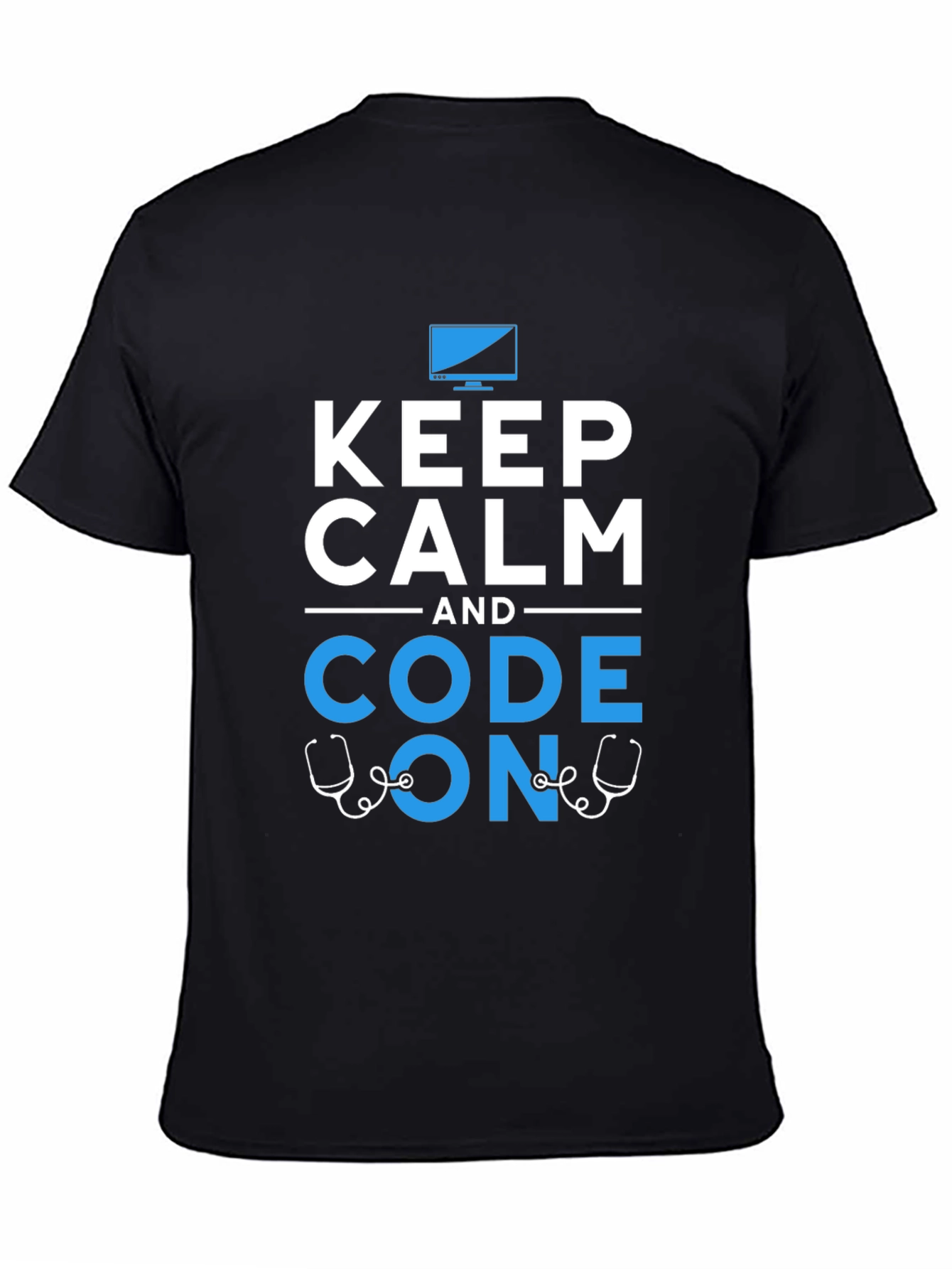 Black Keep Calm Code On Graphic T-Shirt Programmer Coder view 4