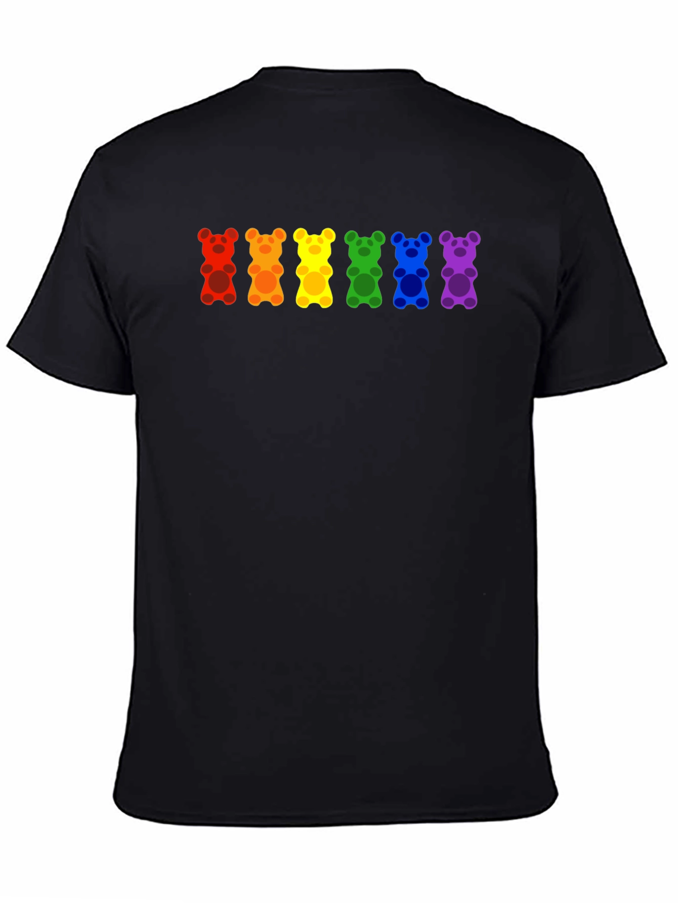 Black Rainbow Gummy Bear Pride T-Shirt view 4