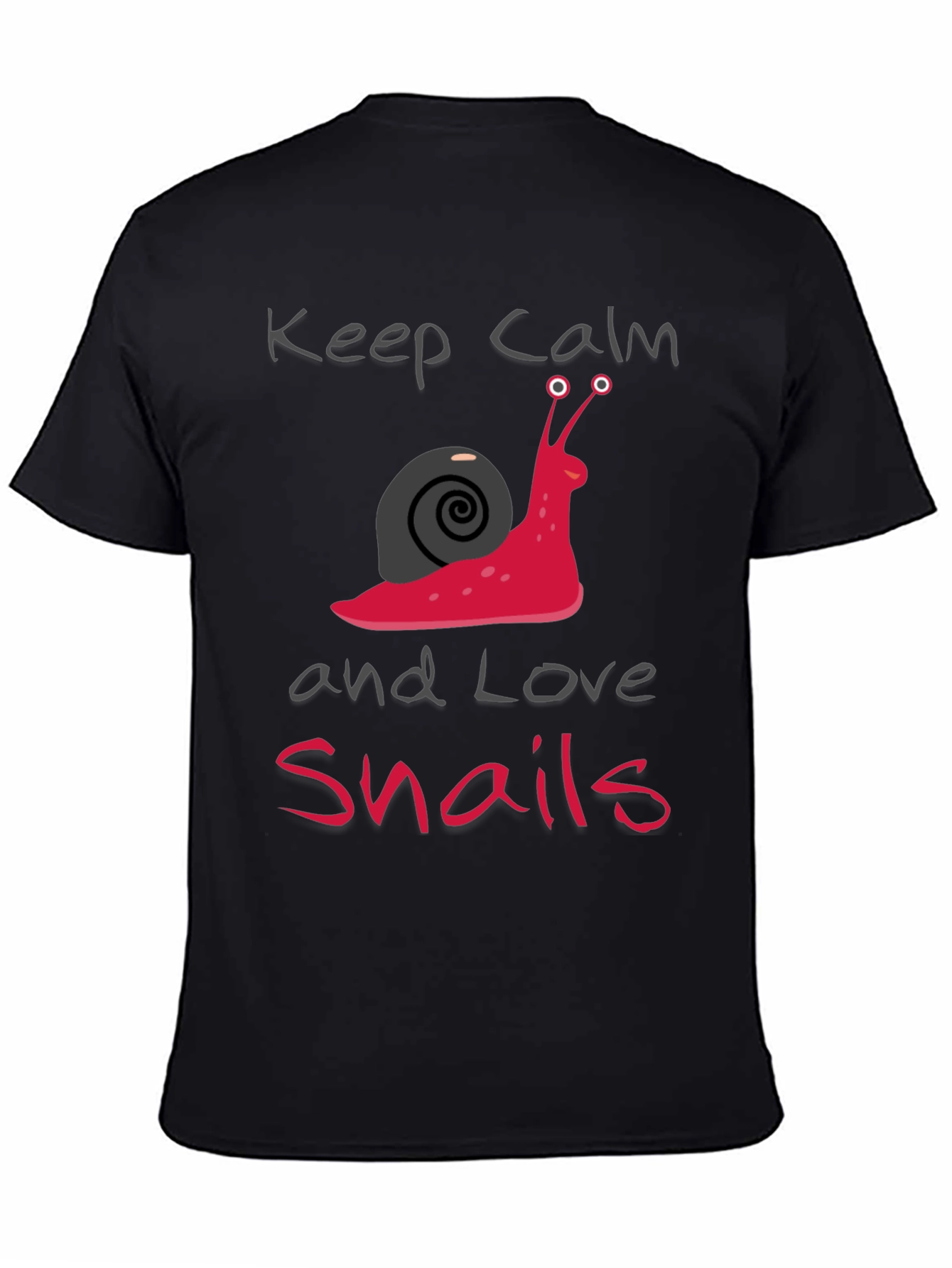 Black Keep Calm and Love Snails Black T-Shirt view 4