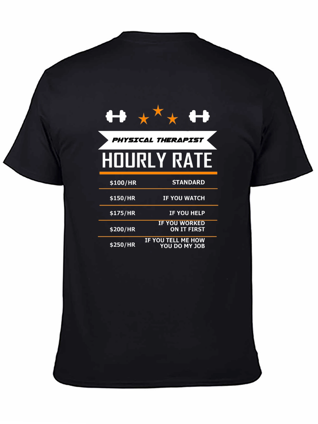 Black Physical Therapist Hourly Rate Black T-Shirt view 4